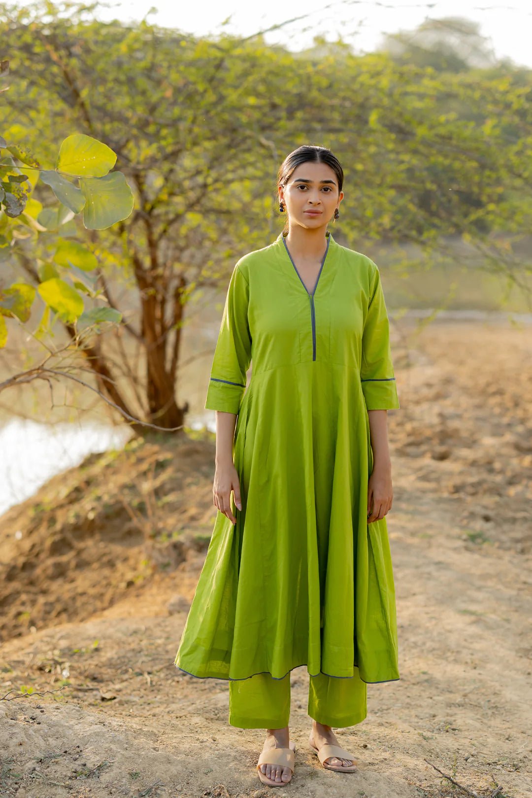 Green Pear Kalidaar Set - CiceroniKurta Set, Everyday WearMaidaan