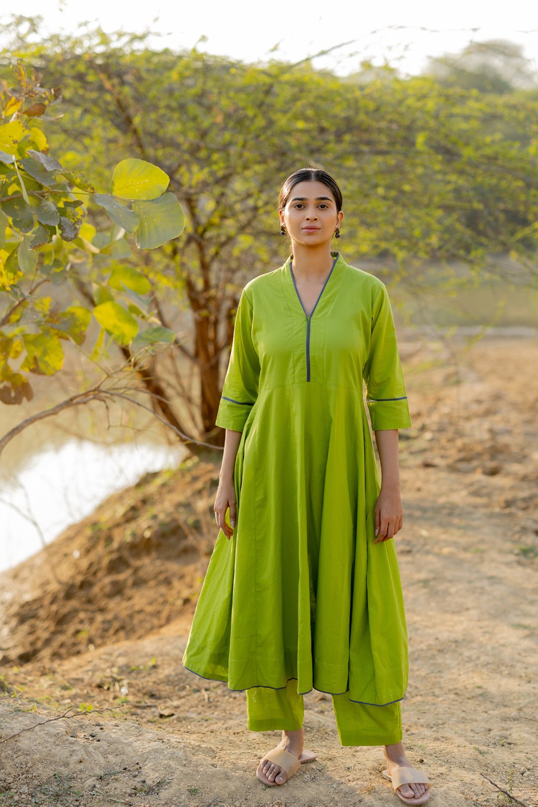 Green Pear Kalidaar Set - CiceroniKurta Set, Everyday WearMaidaan