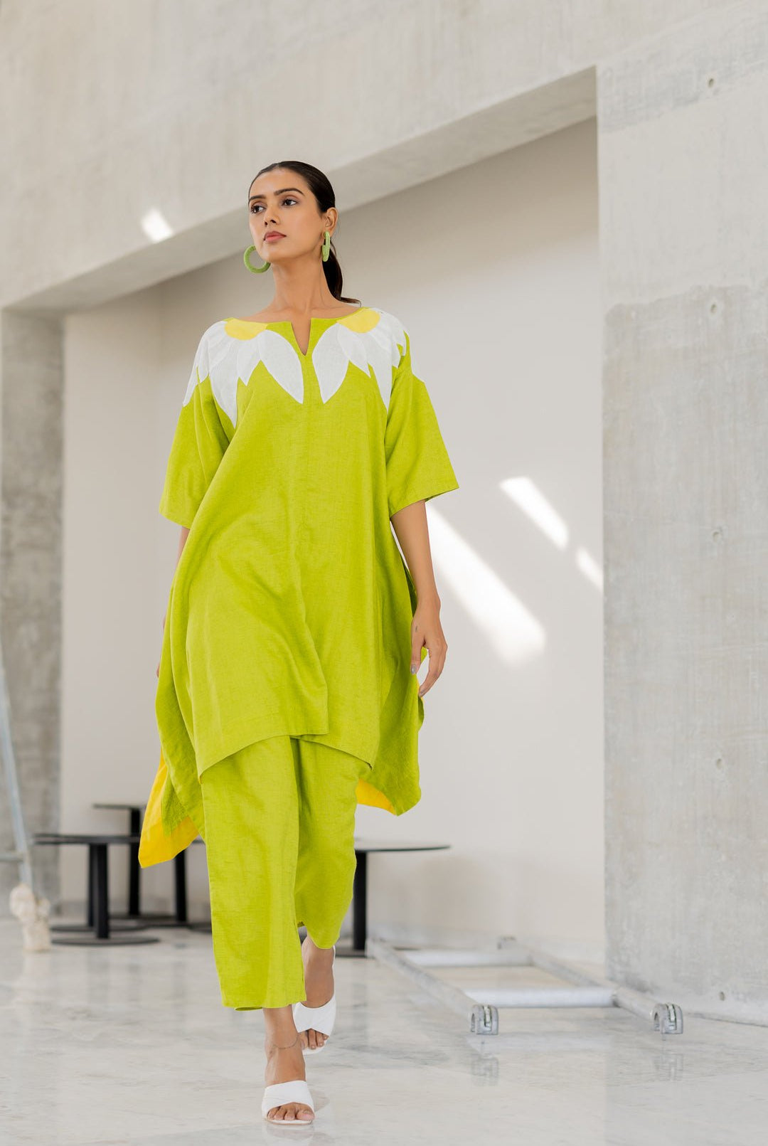 Green Sunflower Appliqué Co - Ord Set - CiceroniKurta Set, Everyday WearSilai Studio