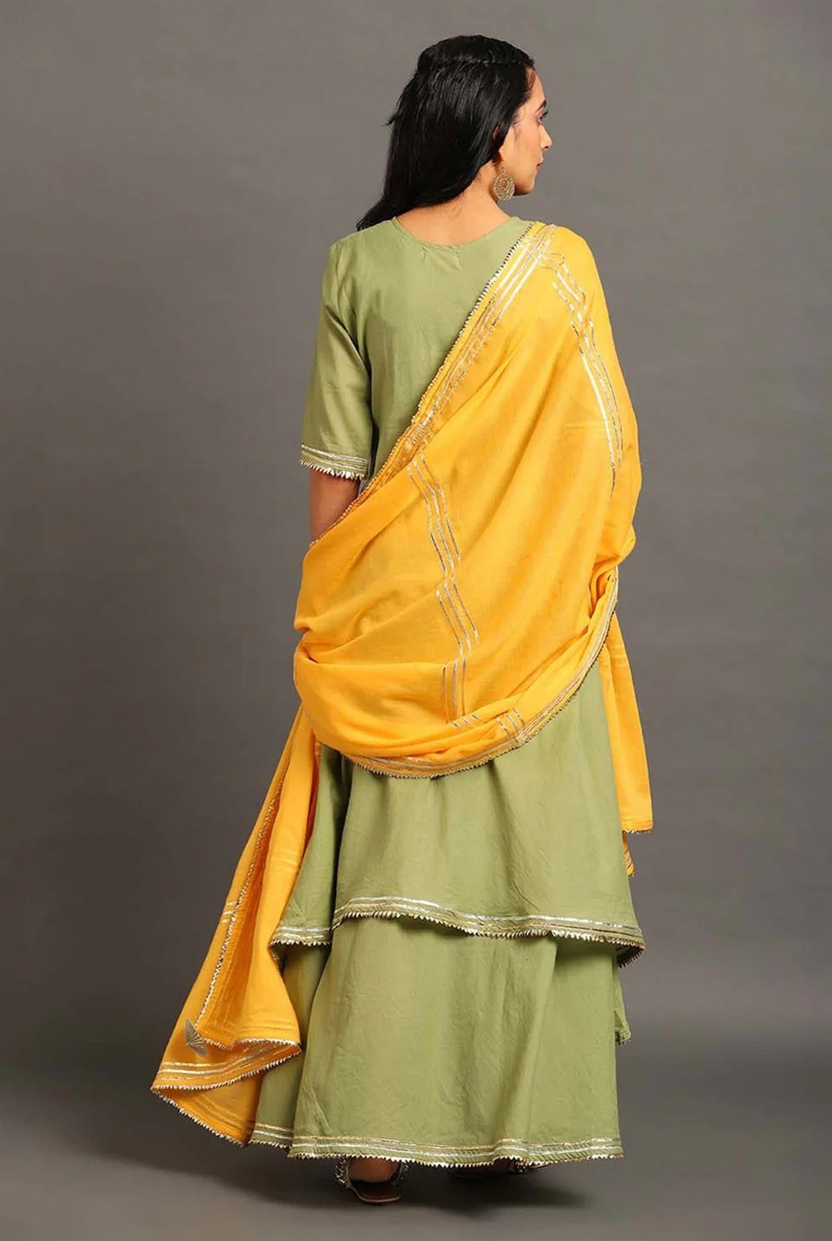 Green Zara Double Layered Dress - CiceroniDressesOmaana