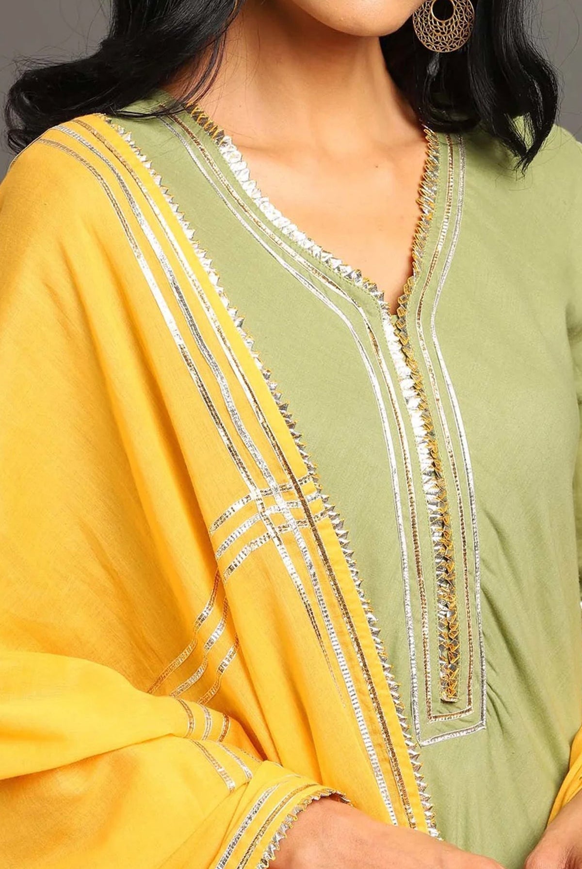 Green Zara Double Layered Dress - CiceroniDressesOmaana