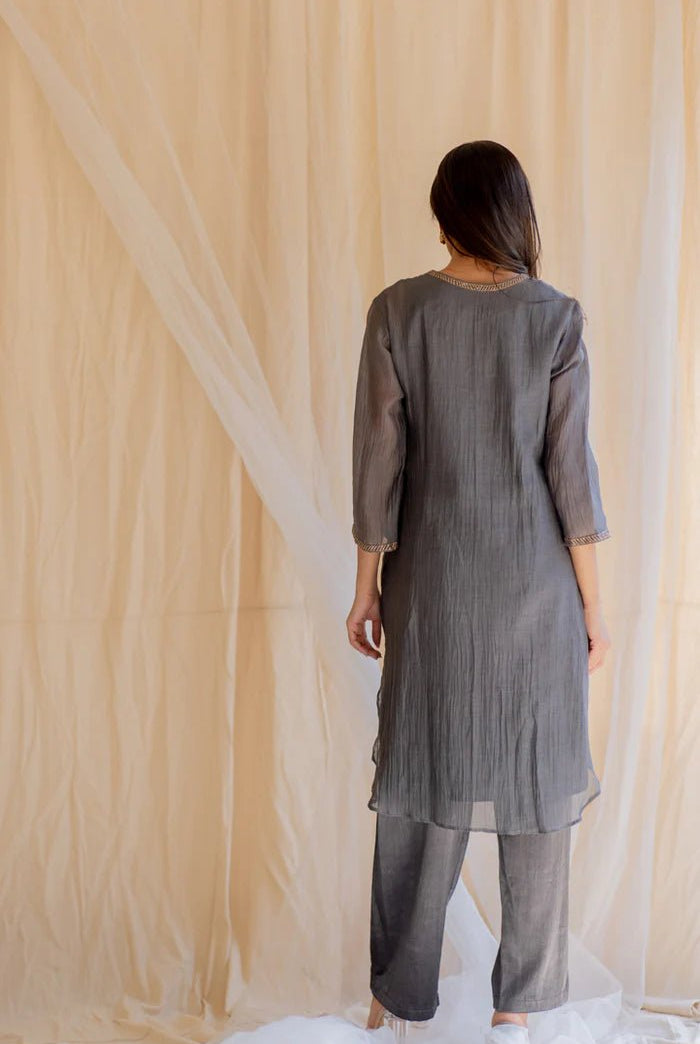 Grey Gul Seedh Kurta Set - CiceroniKurta Set, Festive WearNirjara