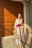 Grey - Wine Asymmetrical Cape - CiceroniDressesNeora