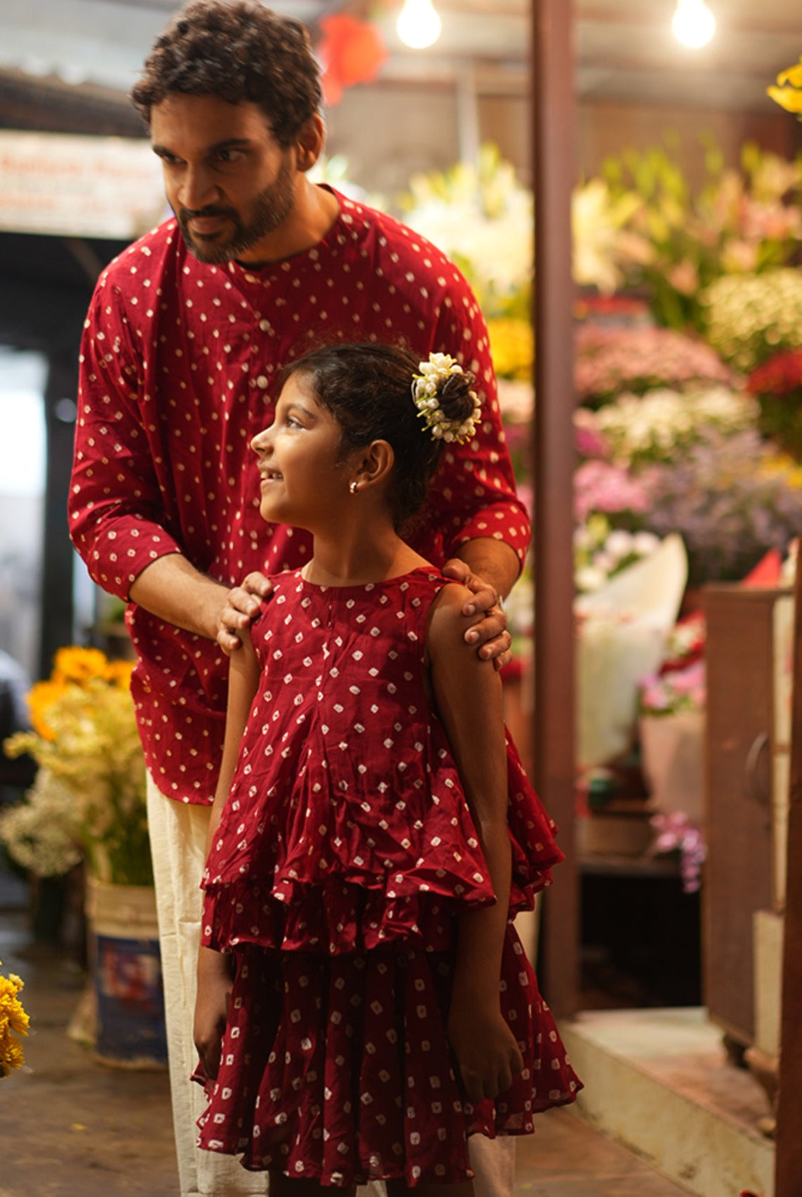 Gulal Cotton Red Bandhani Flowy Top and Skirt Coord Set - CiceroniLehenga SetLove The World Today