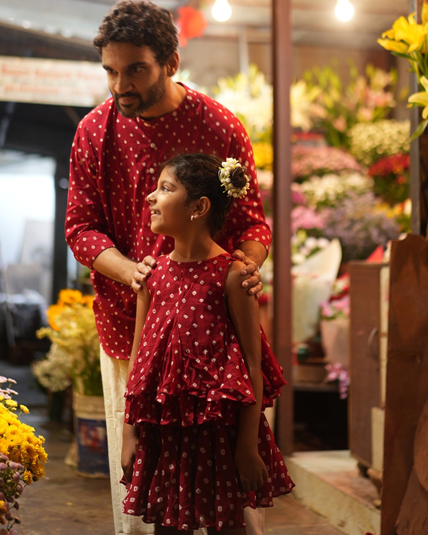 Gulal Cotton Red Bandhani Flowy Top and Skirt Coord Set - CiceroniLehenga SetLove The World Today