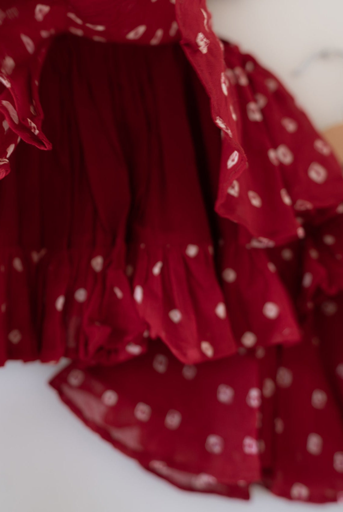 Gulal Cotton Red Bandhani Flowy Top and Skirt Coord Set - CiceroniLehenga SetLove The World Today