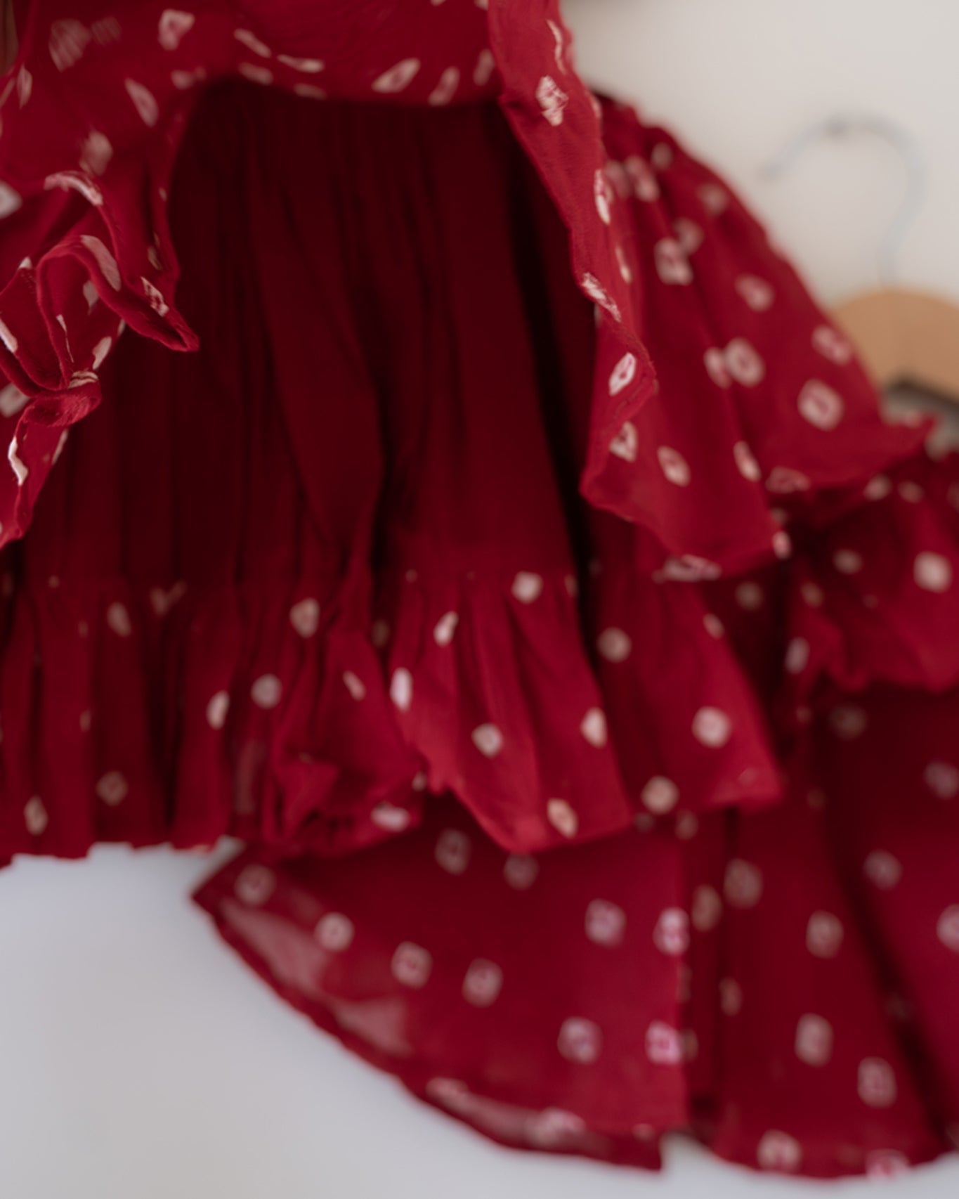 Gulal Cotton Red Bandhani Flowy Top and Skirt Coord Set - CiceroniLehenga SetLove The World Today