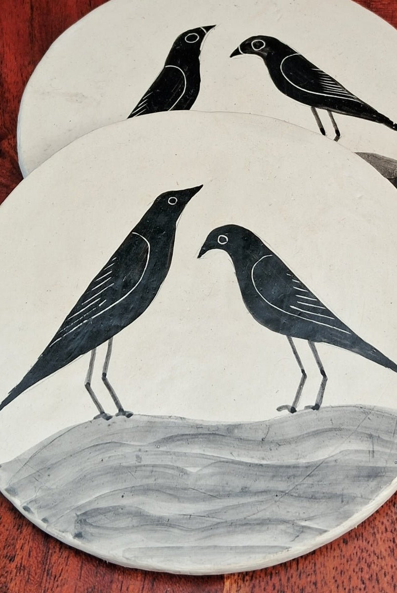 Hand - painted Couple Bird Coasters - CiceroniCoastersAranya Earthcraft