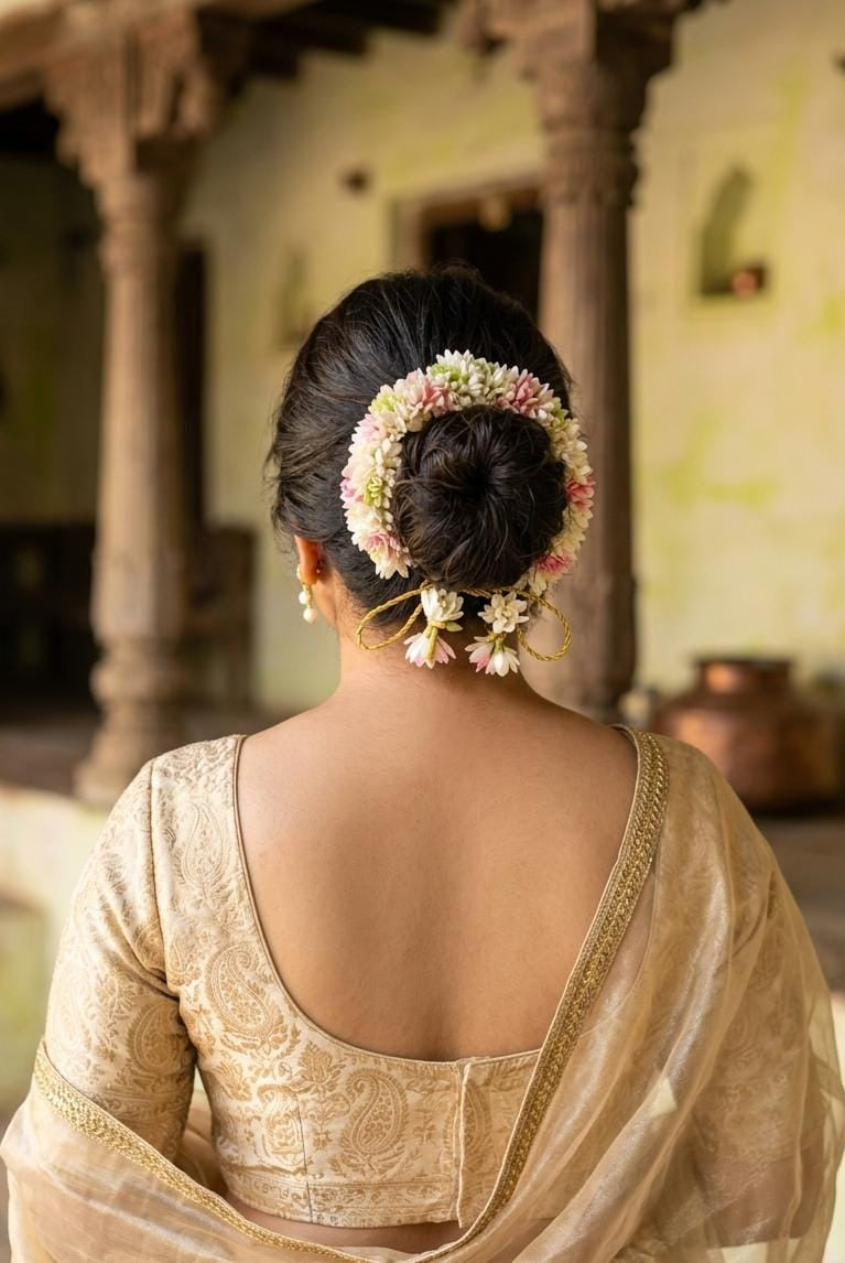 Handcrafted Gajra with Lifelike Flowers - CiceroniHair AccessoriesAarika