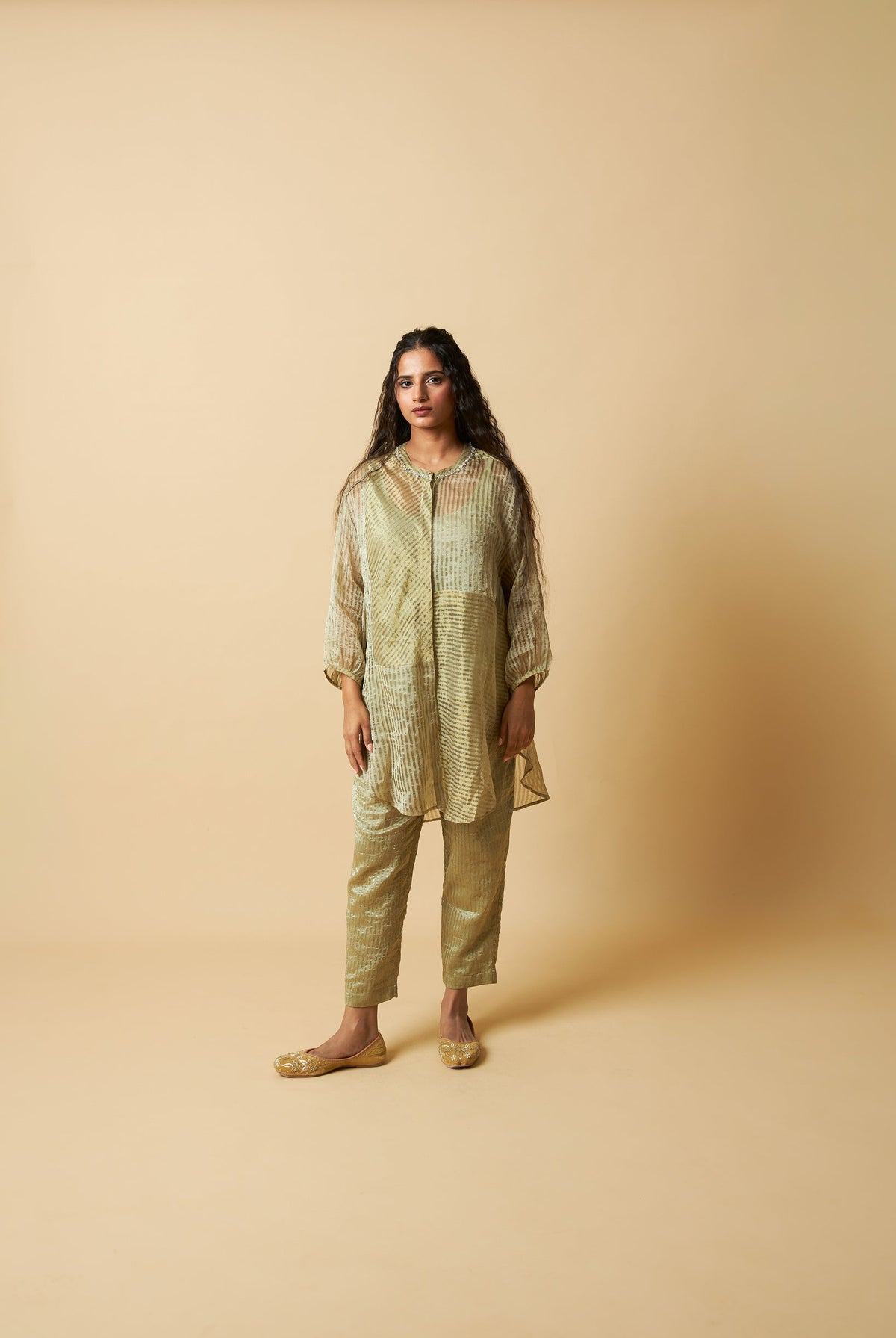 Hara Sitara Embroidered Co-ord Set- Set of 2 - CiceroniKurta Set, Festive WearPants and Pajamas