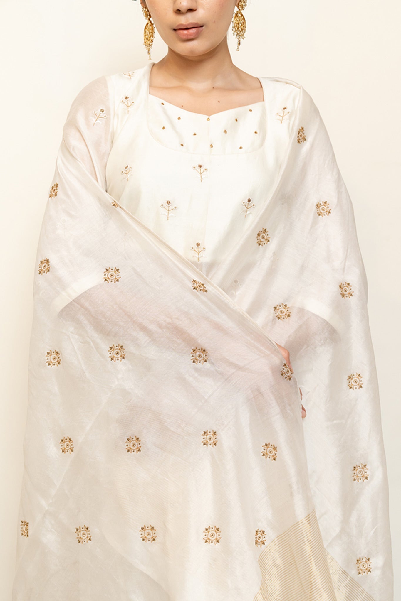 Heer Kanchadi Set - Ivory (Set of 3) - CiceroniKurta Set, Festive wearNirjara