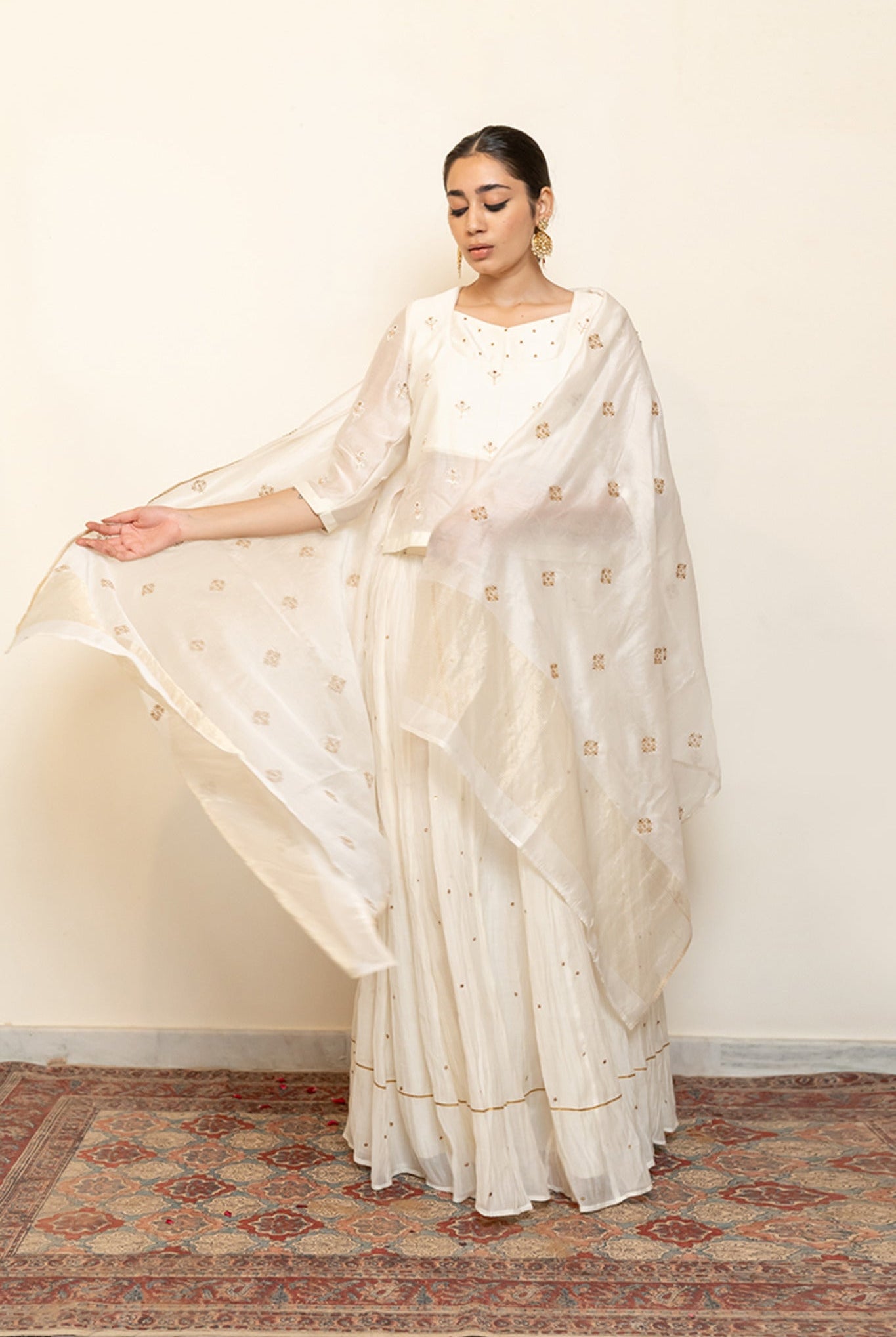 Heer Kanchadi Set - Ivory (Set of 3) - CiceroniKurta Set, Festive wearNirjara