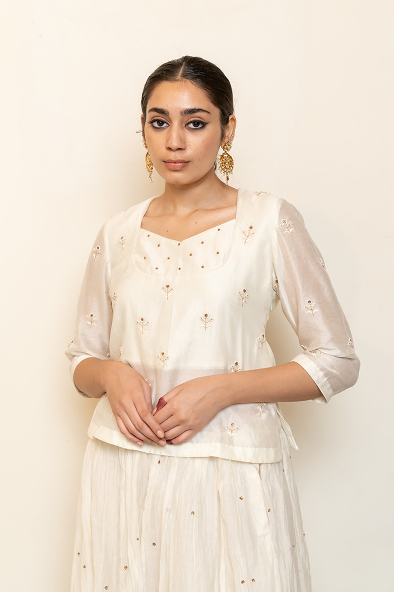 Heer Kanchadi Set - Ivory (Set of 3) - CiceroniKurta Set, Festive wearNirjara