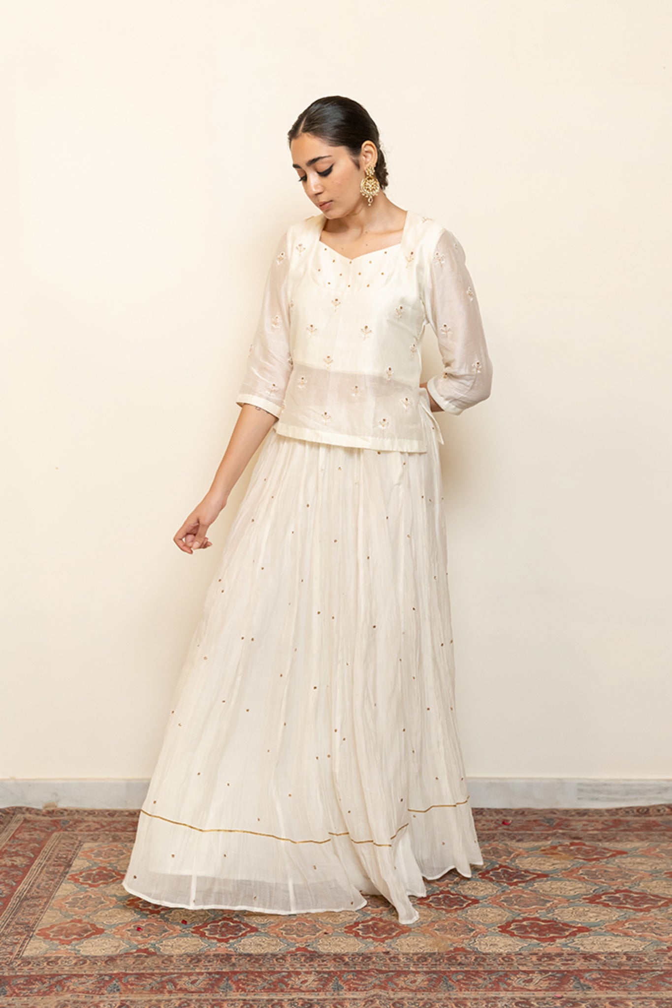 Heer Kanchadi Set - Ivory (Set of 3) - CiceroniKurta Set, Festive wearNirjara