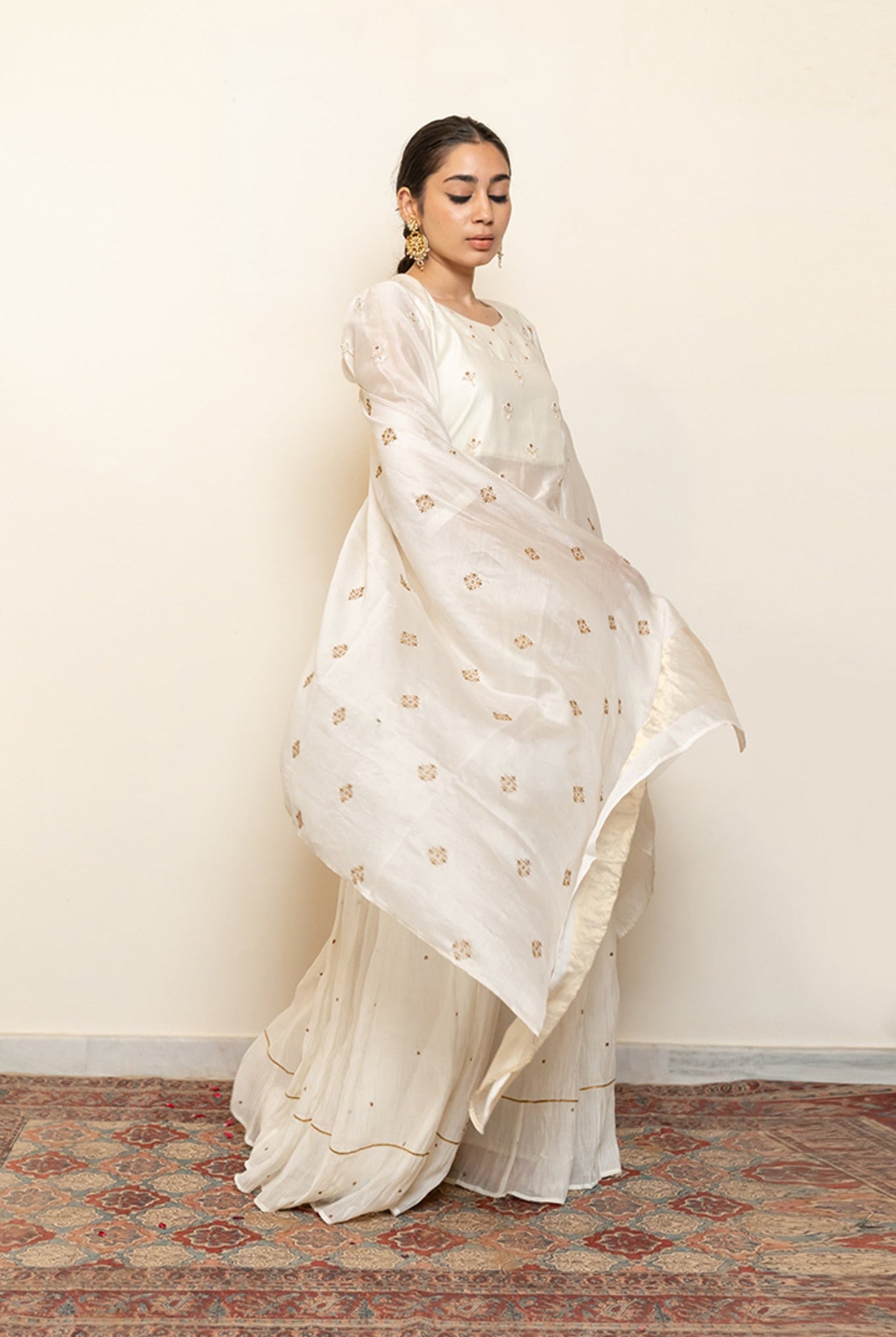 Heer Kanchadi Set - Ivory (Set of 3) - CiceroniKurta Set, Festive wearNirjara