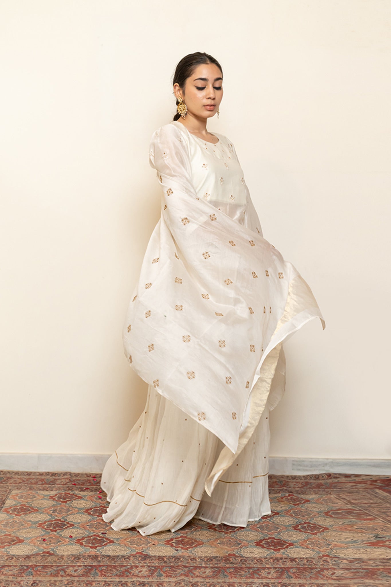 Heer Kanchadi Set - Ivory (Set of 3) - CiceroniKurta Set, Festive wearNirjara