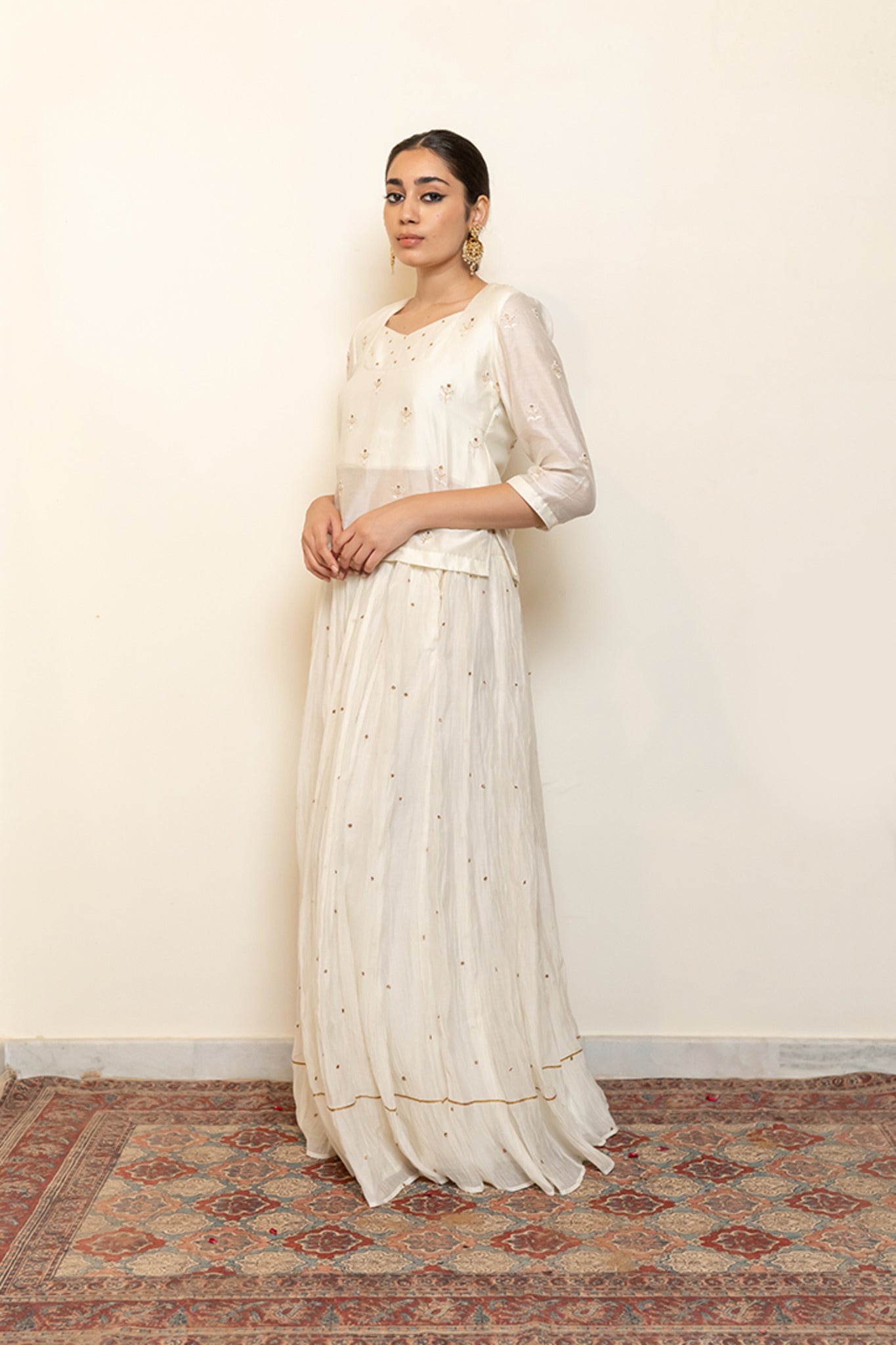 Heer Kanchadi Set - Ivory (Set of 3) - CiceroniKurta Set, Festive wearNirjara