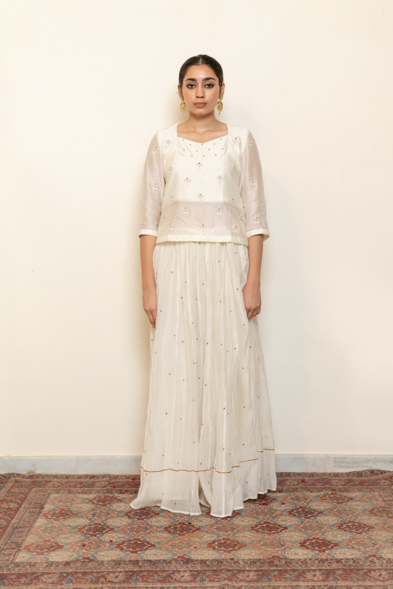 Heer Kanchadi Set - Ivory (Set of 3) - CiceroniKurta Set, Festive wearNirjara