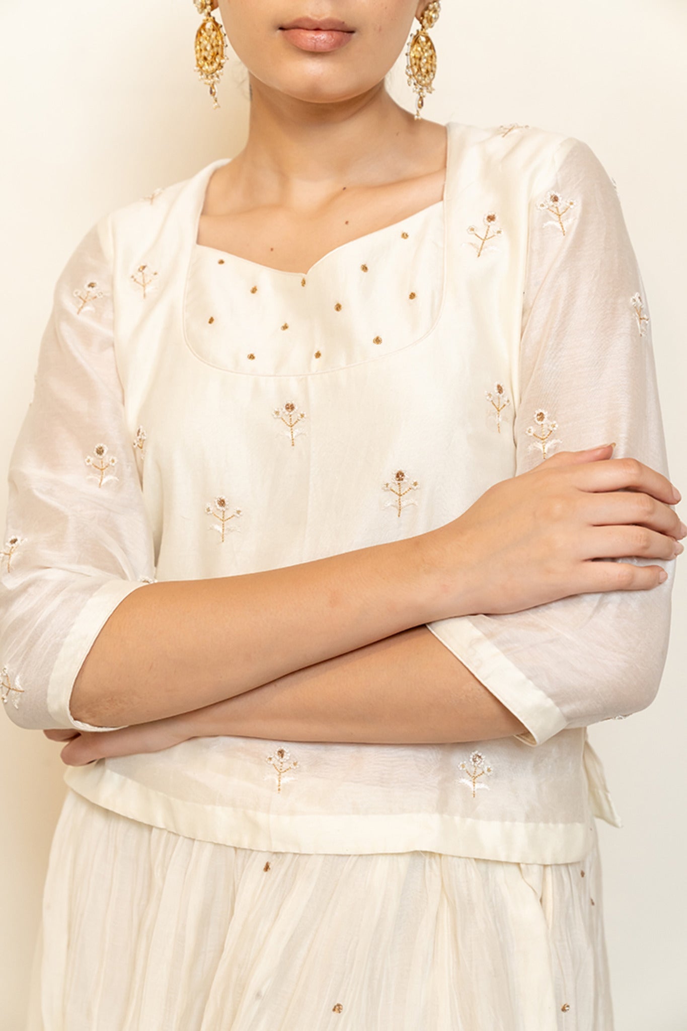 Heer Kanchadi Set - Ivory (Set of 3) - CiceroniKurta Set, Festive wearNirjara