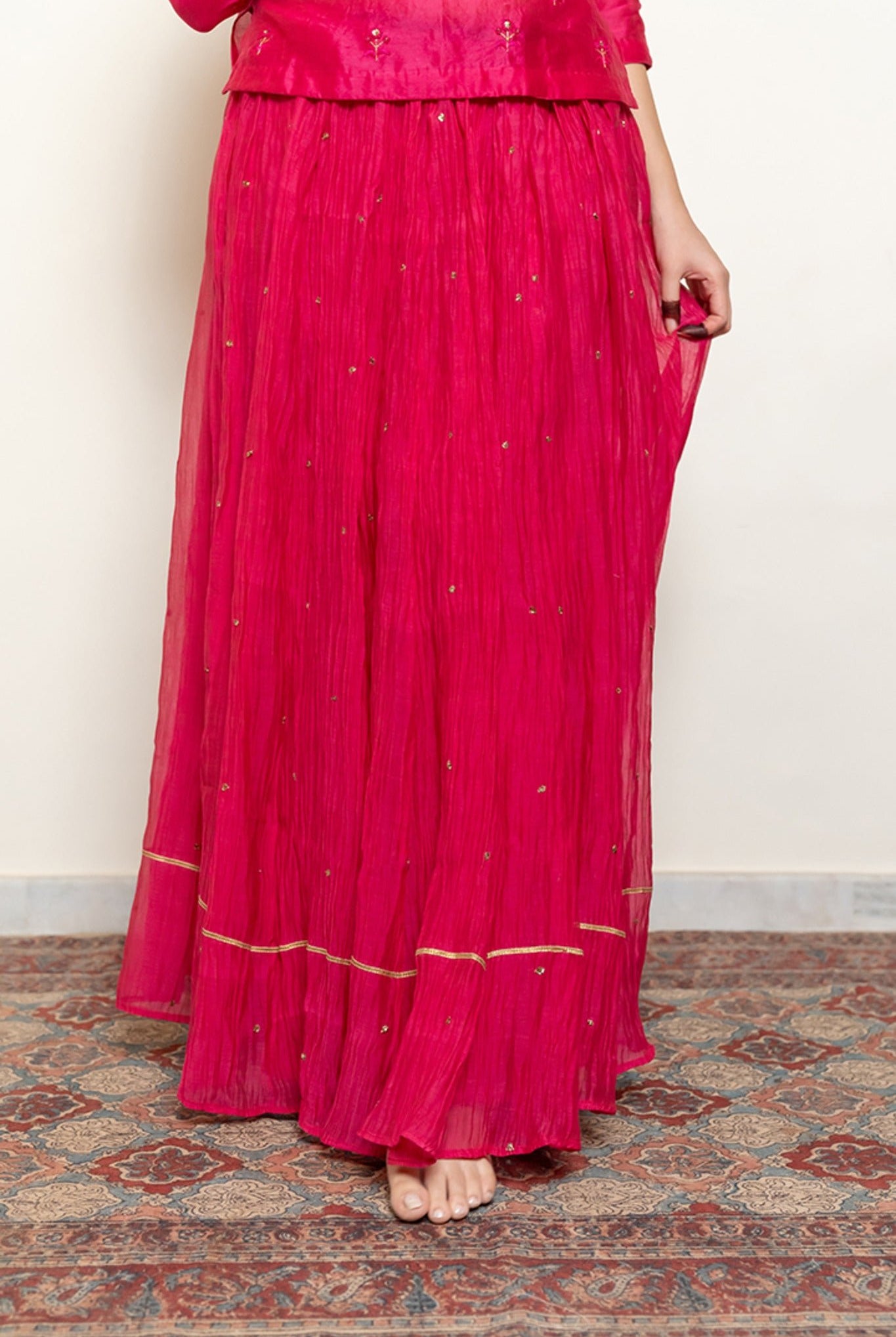 Heer Kanchadi Set - Rani Pink (Set of 3) - CiceroniKurta Set, Festive wearNirjara