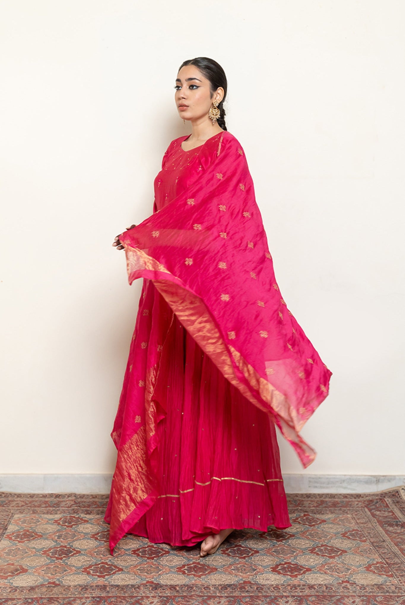 Heer Kanchadi Set - Rani Pink (Set of 3) - CiceroniKurta Set, Festive wearNirjara