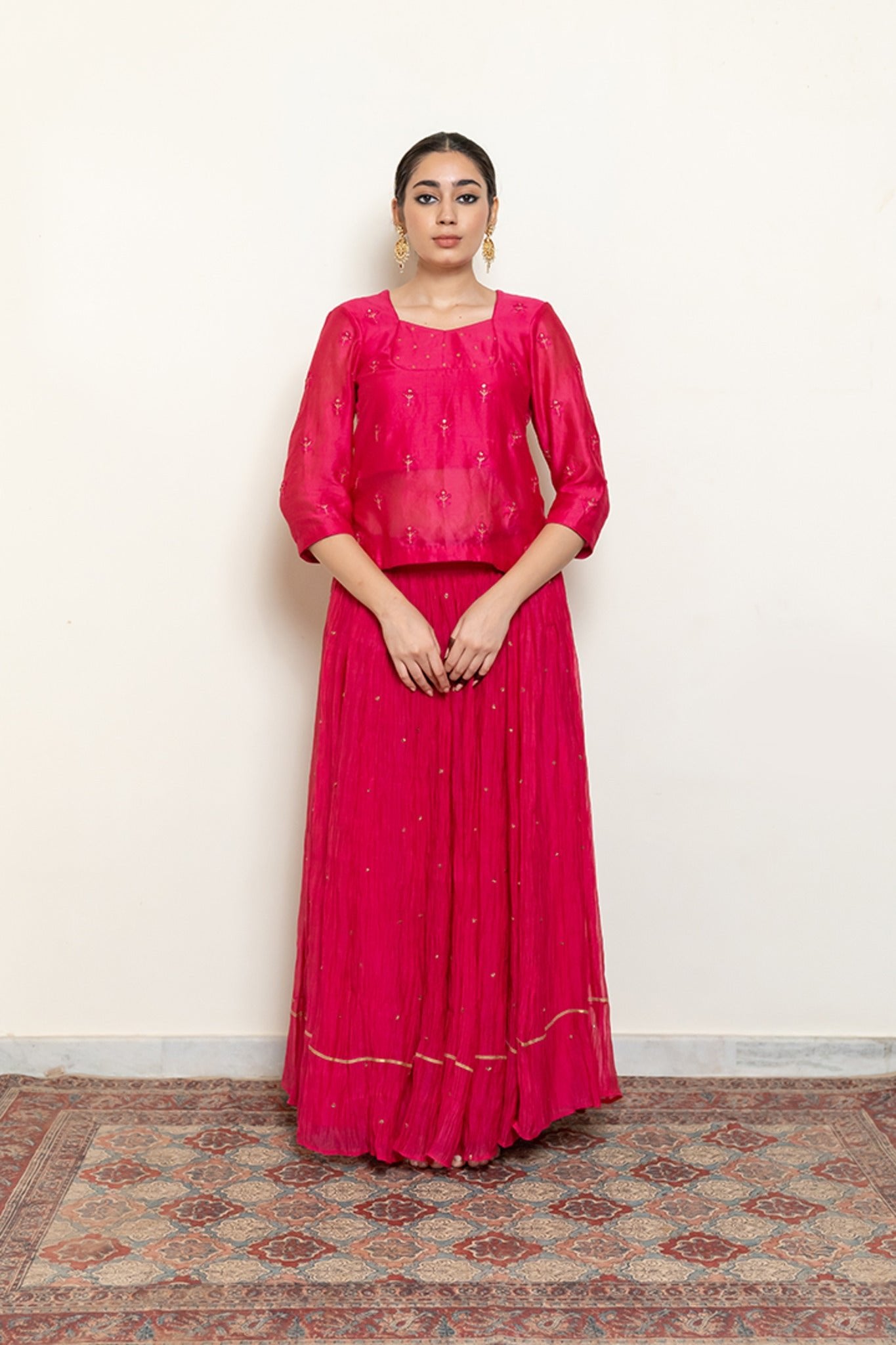 Heer Kanchadi Set - Rani Pink - CiceroniKurta Set, Festive wearNirjara