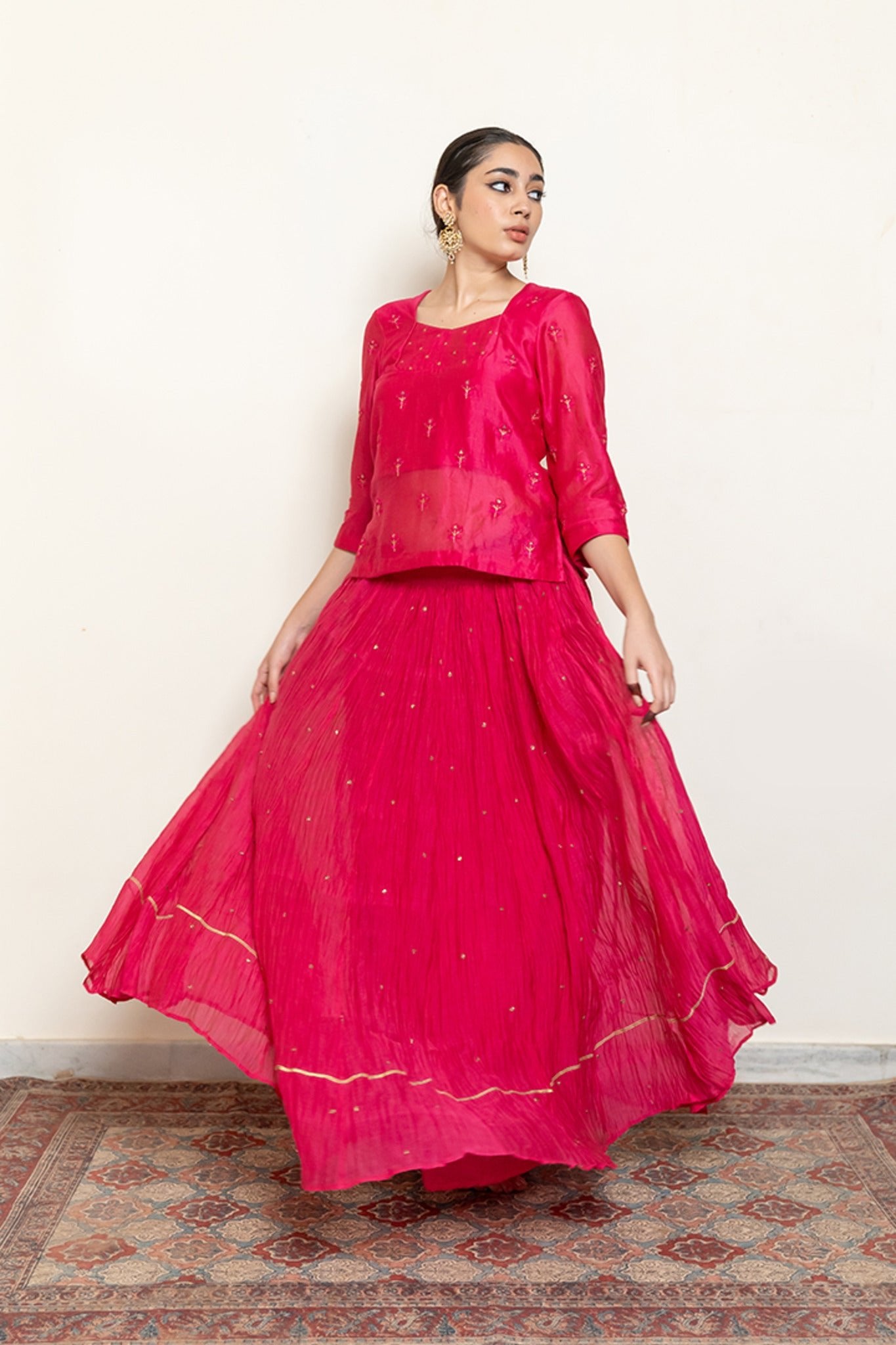 Heer Kanchadi Set - Rani Pink - CiceroniKurta Set, Festive wearNirjara