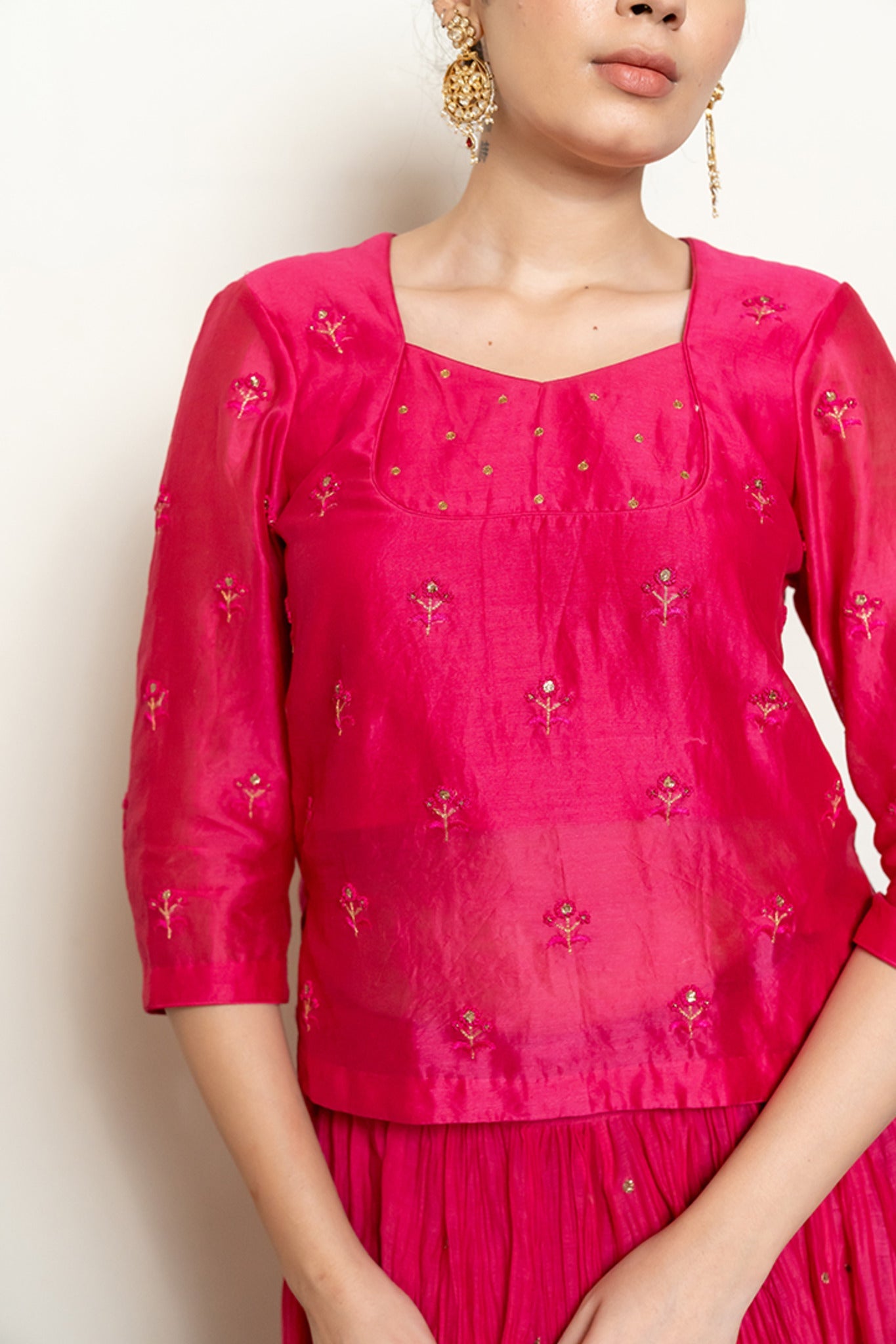 Heer Kanchadi Set - Rani Pink - CiceroniKurta Set, Festive wearNirjara