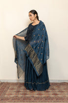 Heer Kanchadi Set - Teal Blue (Set of 3) - CiceroniKurta Set, Festive wearNirjara