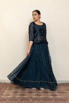 Heer Kanchadi Set - Teal Blue (Set of 3) - CiceroniKurta Set, Festive wearNirjara