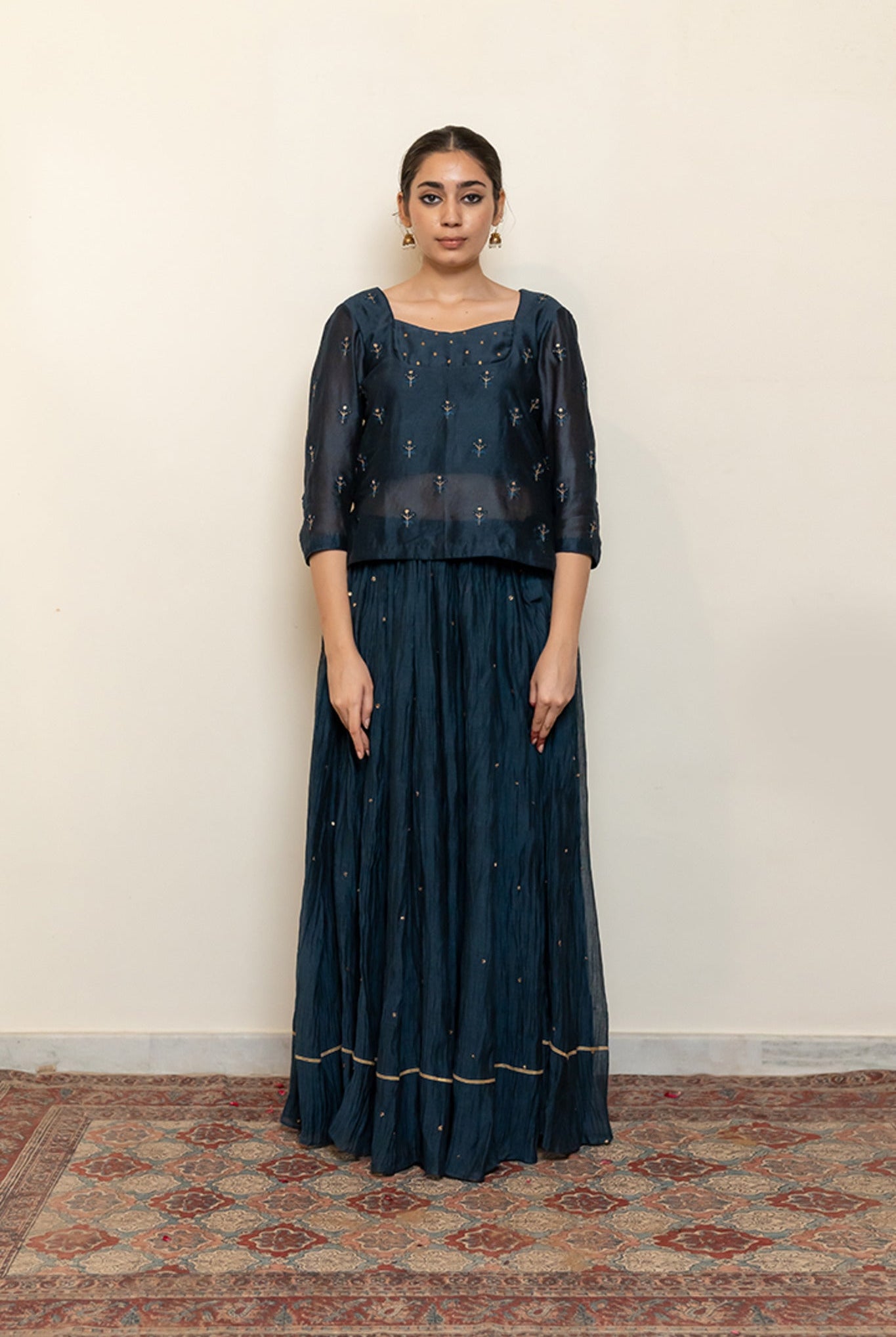 Heer Kanchadi Set - Teal Blue - CiceroniKurta Set, Festive wearNirjara