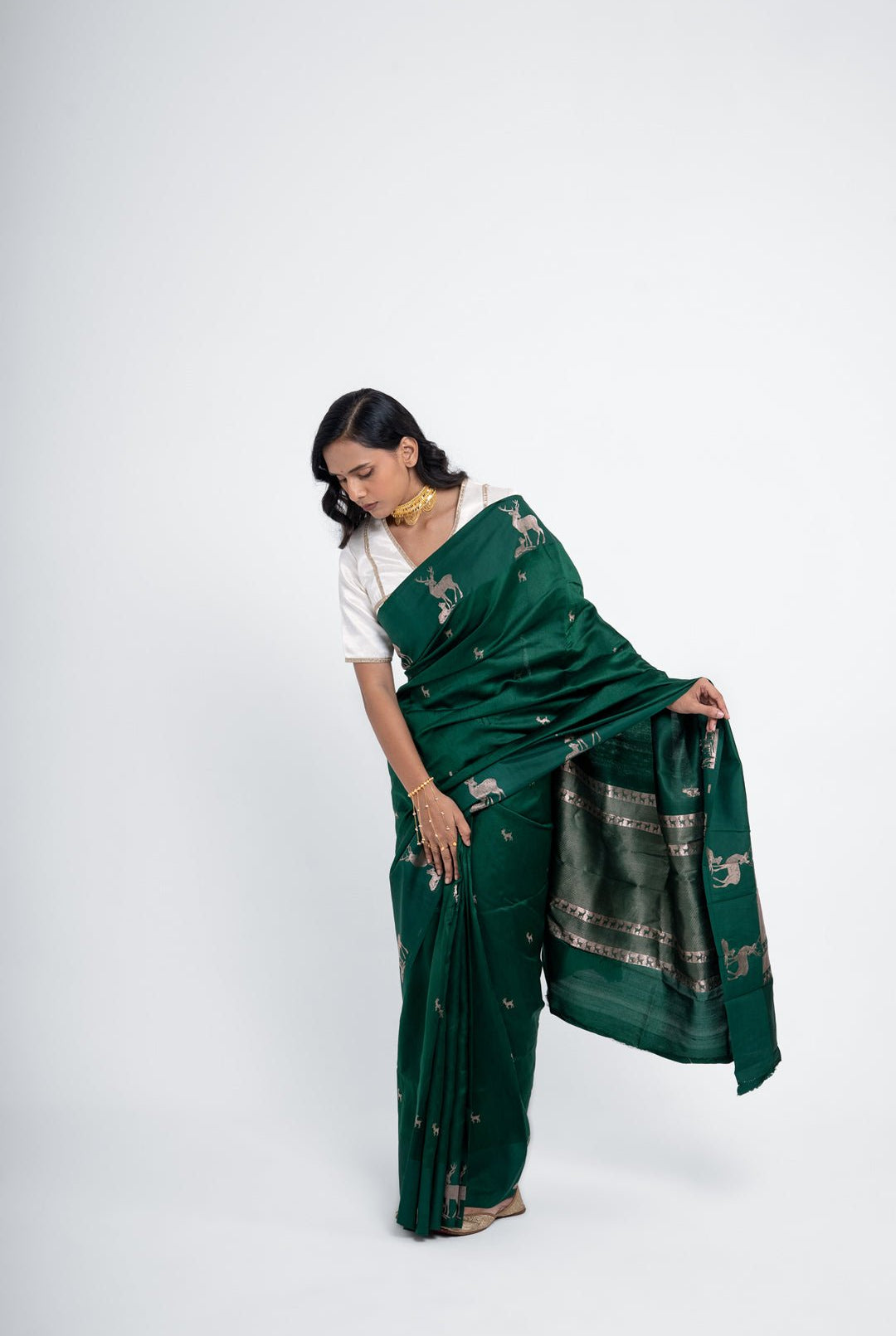 Hiran Green Pure Silk Saree - CiceroniSareeShriya Singhi