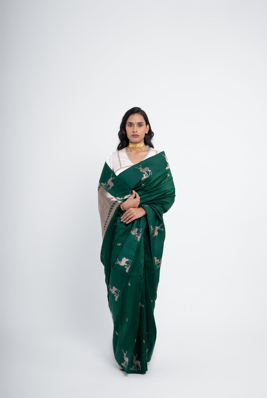 Hiran Green Pure Silk Saree - CiceroniSareeShriya Singhi