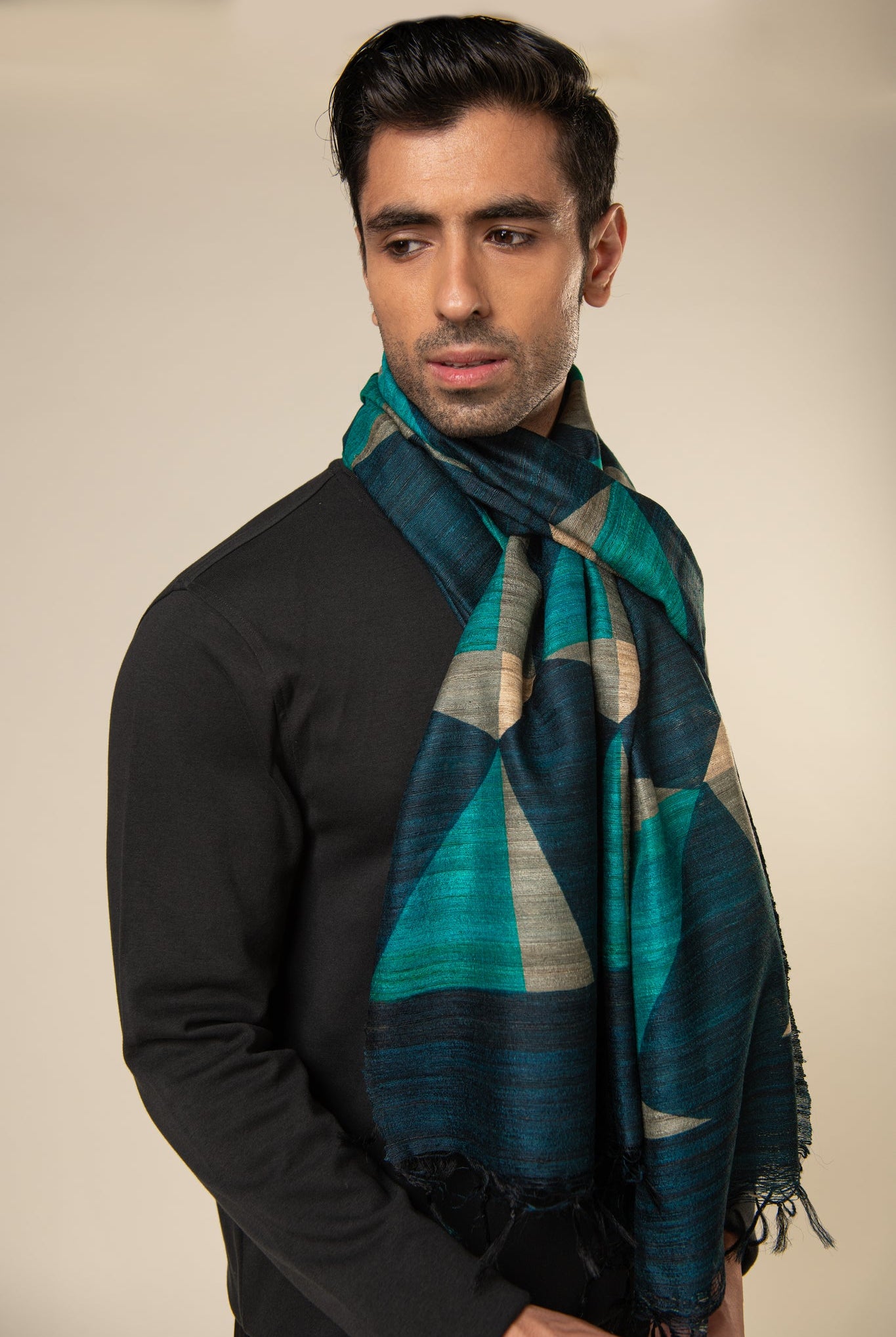 Honeycomb Tussar Peace Silk Scarf - CiceroniMens ScarfAeshaane