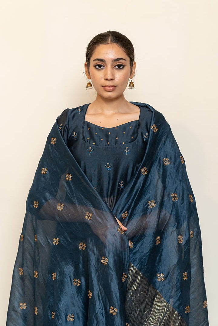 Hoor Odhani - Teal Blue - CiceroniOdhaniNirjara