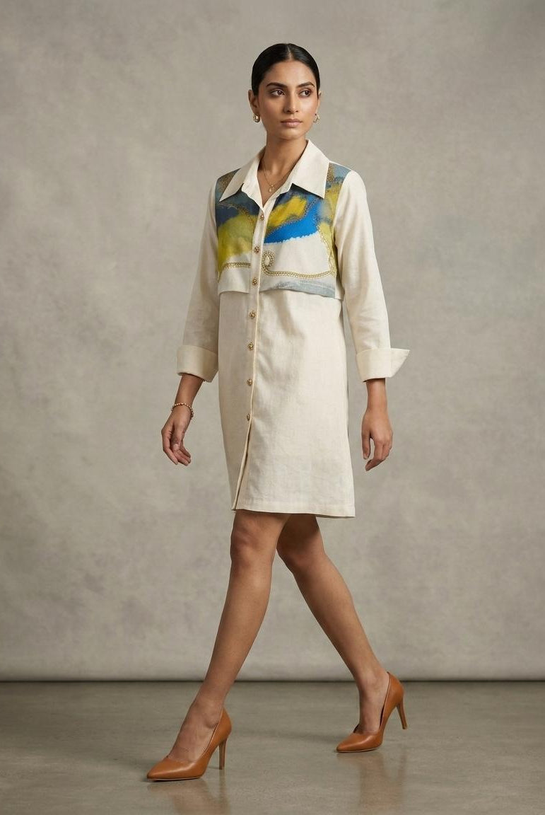 Horizon off white Flap Dress - CiceroniDressArtbeats by Keerthana