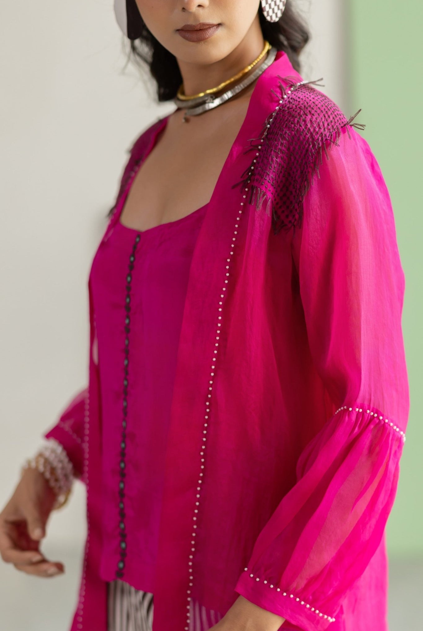 Hot Pink Organza Overlay Set - CiceroniCo-ord SetTussah
