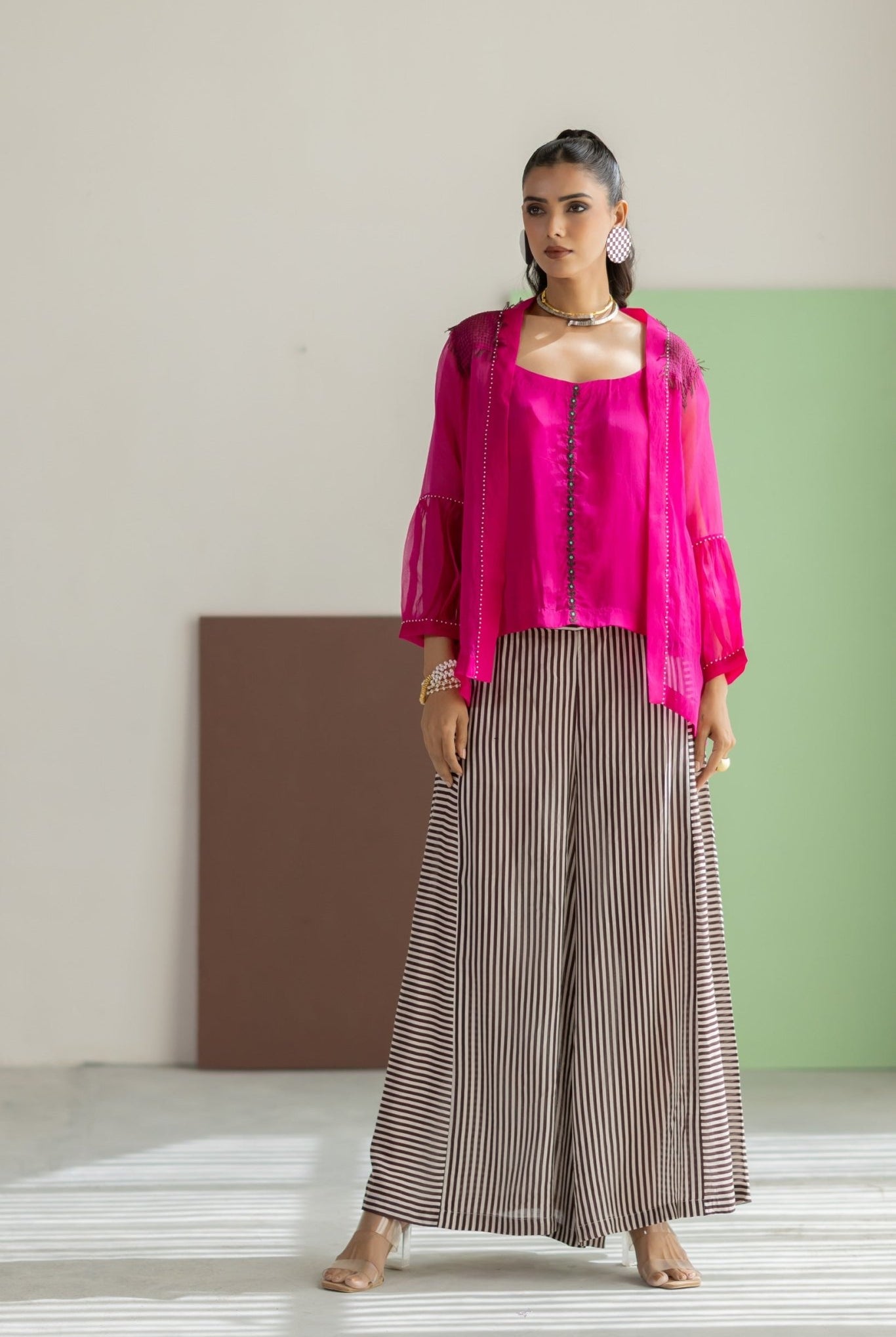 Hot Pink Organza Overlay Set - CiceroniCo-ord SetTussah