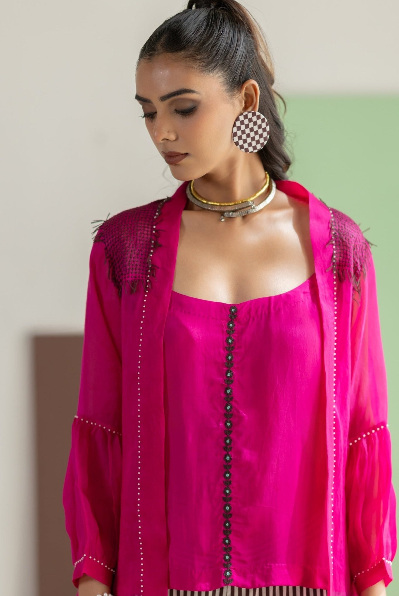 Hot Pink Organza Overlay Set - CiceroniCo-ord SetTussah