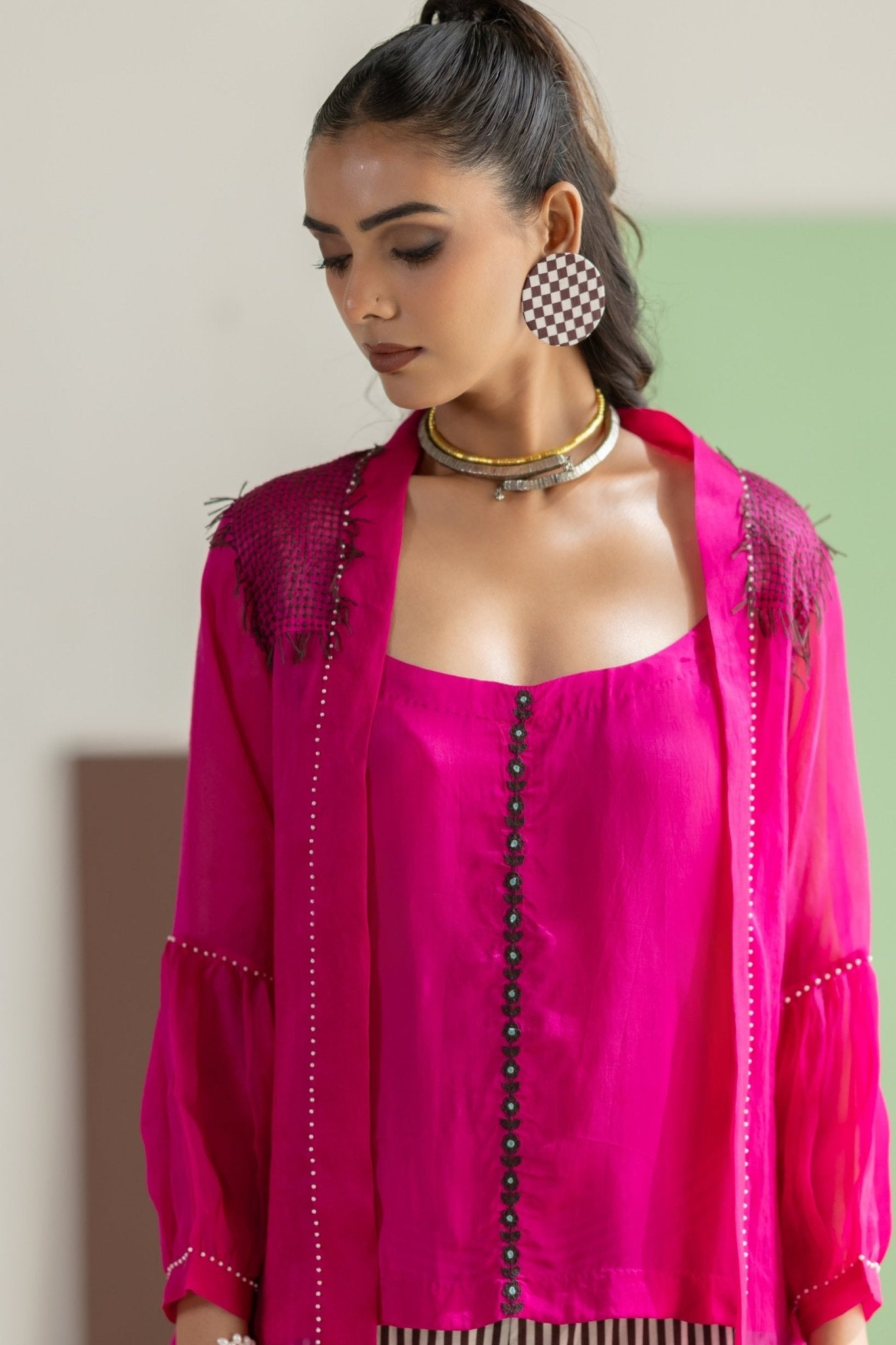 Hot Pink Organza Overlay Set - CiceroniCo-ord SetTussah