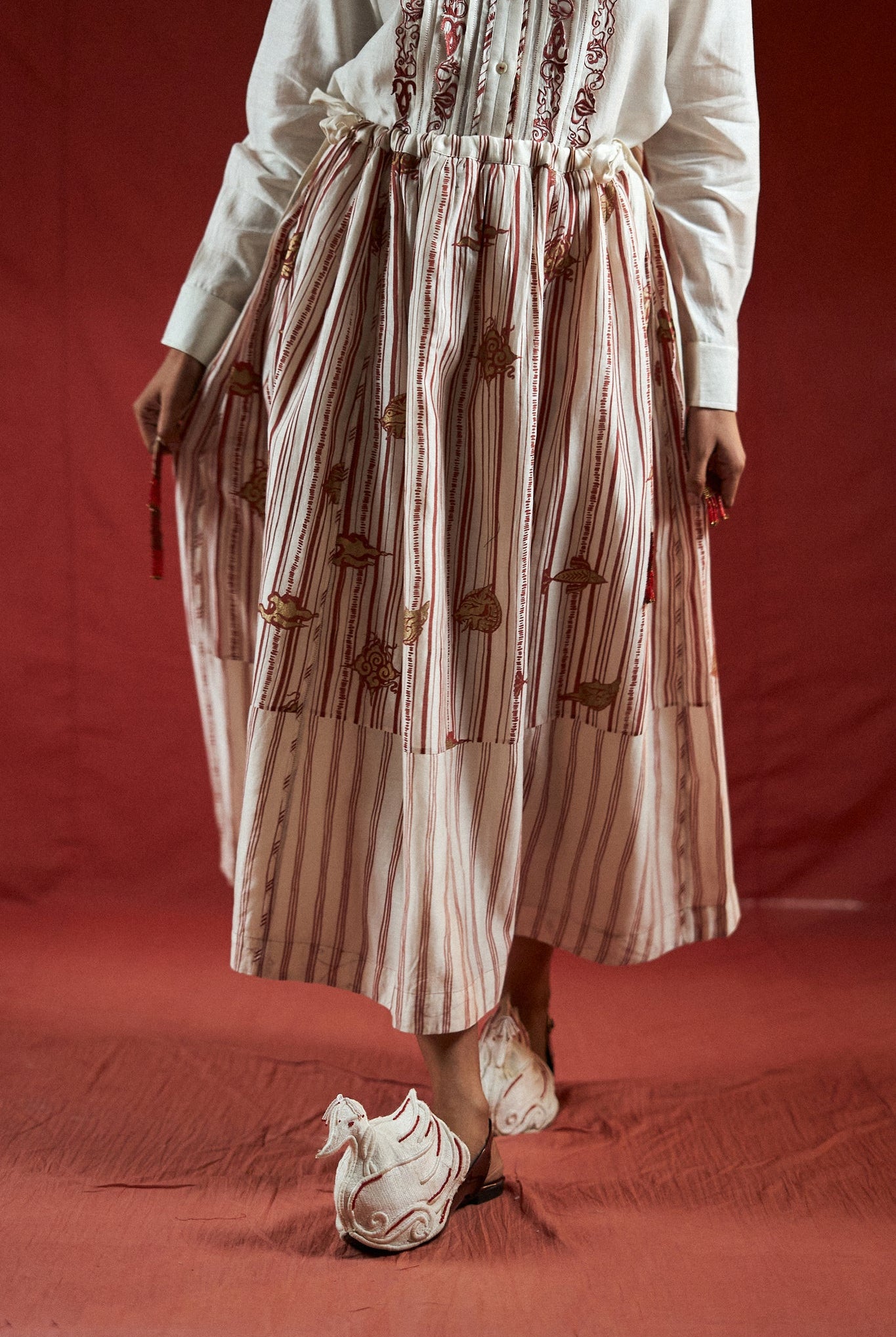 Htami Drawstring Panelled Skirt - CiceroniSkirtsAhmev