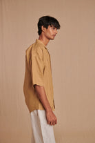 Husk Linen Men's Pleated Camp Collar Shirt - CiceroniMen ShirtsSaphed