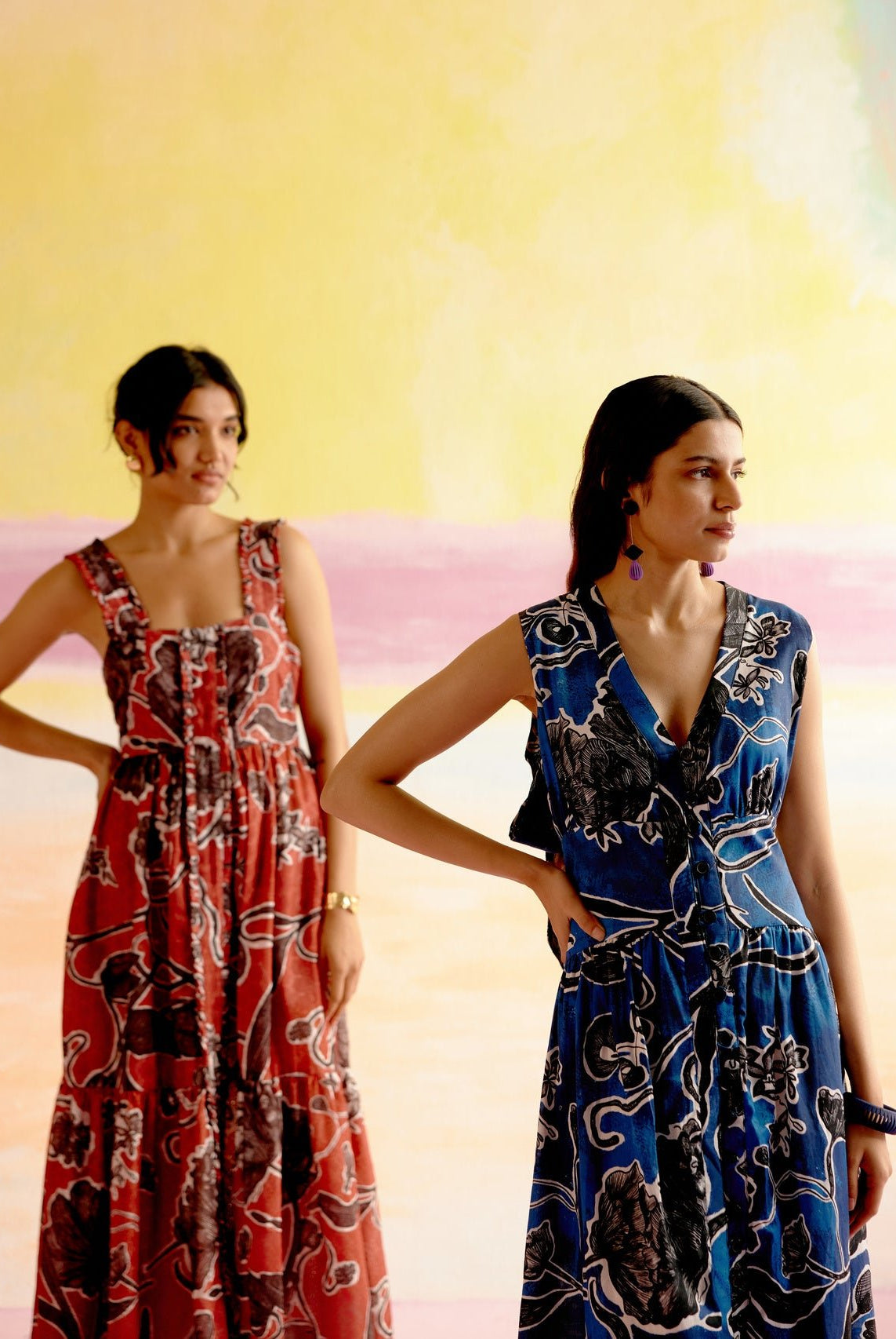Hymn Midi Dress in Blue Jardin Print - CiceroniDressesHappi Space