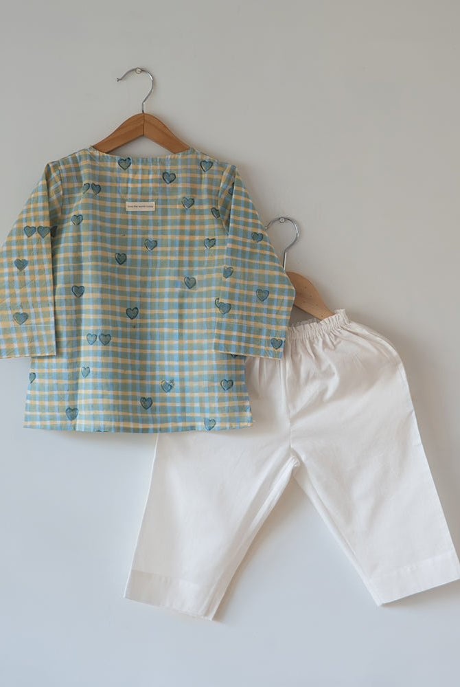 I want to be like Grandpa Kurta Pajama set in Blue Baked with Love print - CiceroniCo - ord SetLove The World Today