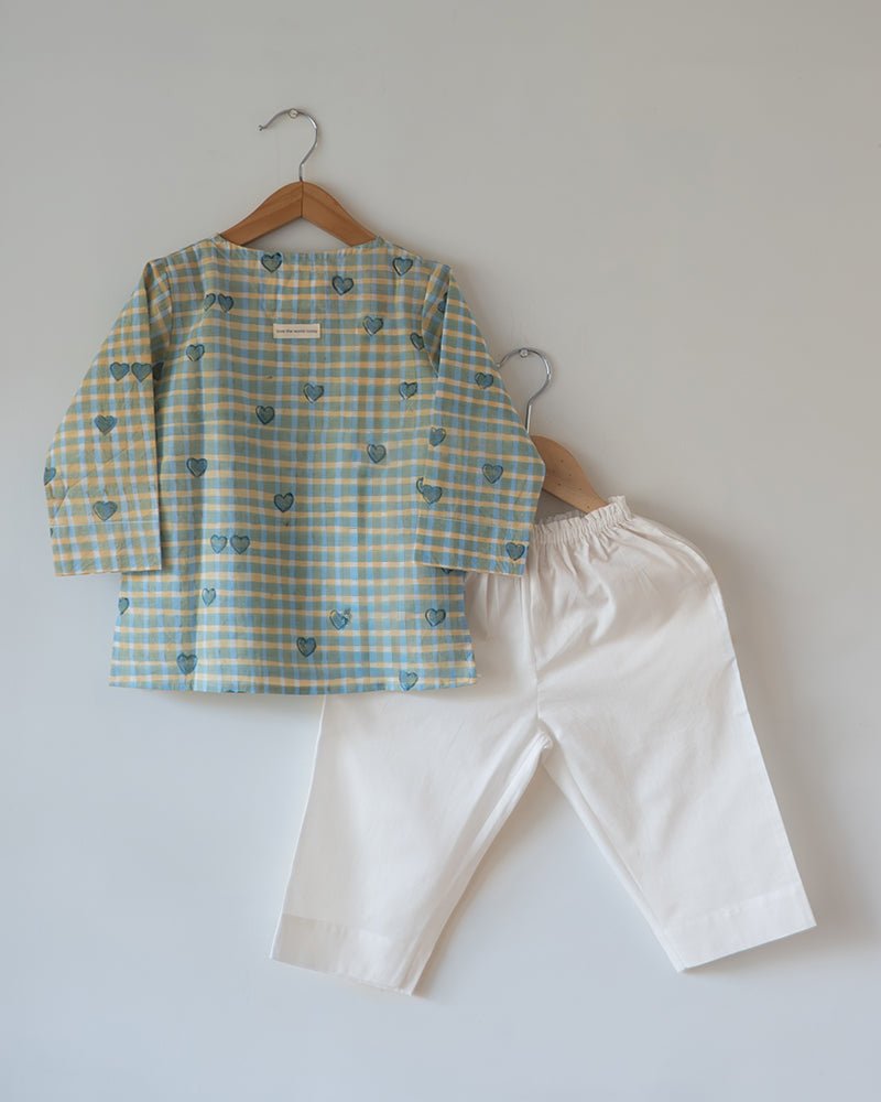 I want to be like Grandpa Kurta Pajama set in Blue Baked with Love print - CiceroniCo - ord SetLove The World Today