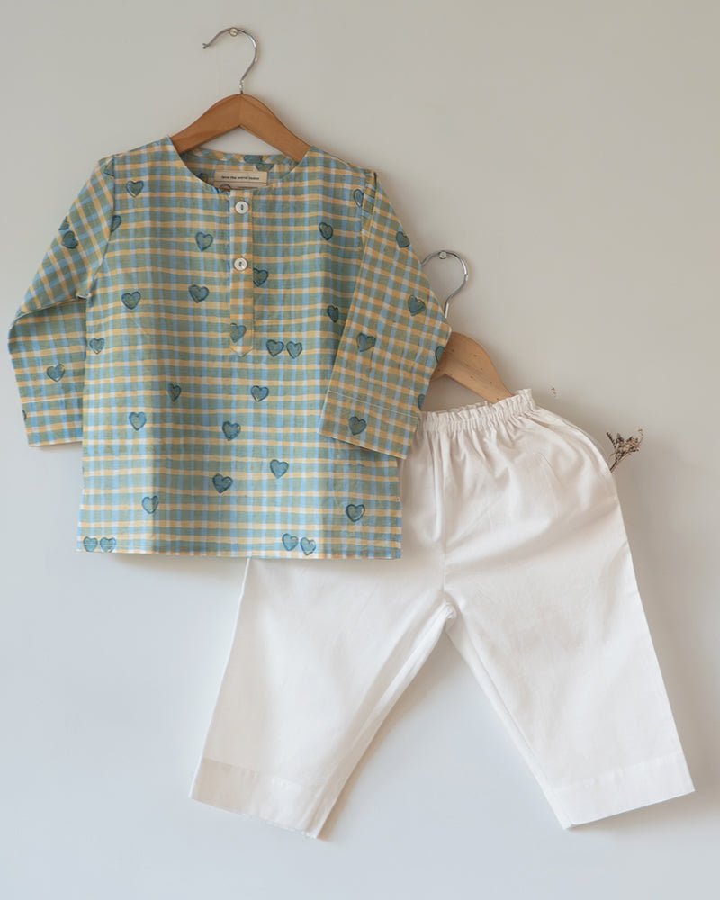 I want to be like Grandpa Kurta Pajama set in Blue Baked with Love print - CiceroniCo - ord SetLove The World Today