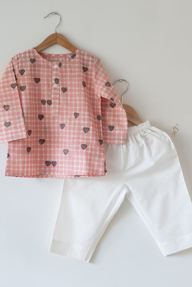 I want to be like Grandpa Kurta Pajama set in Peach Baked with Love print - CiceroniCo - ord SetLove The World Today