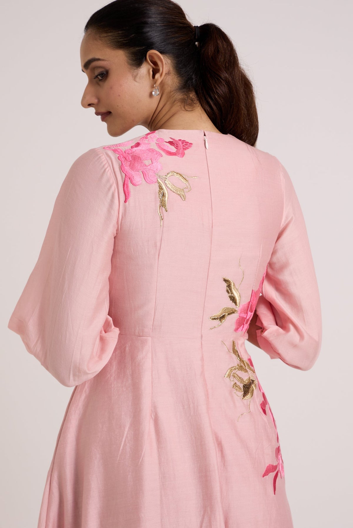Ice Pink Mezlyn - Pinched Waist Midi Dress - CiceroniDressesMadder Much