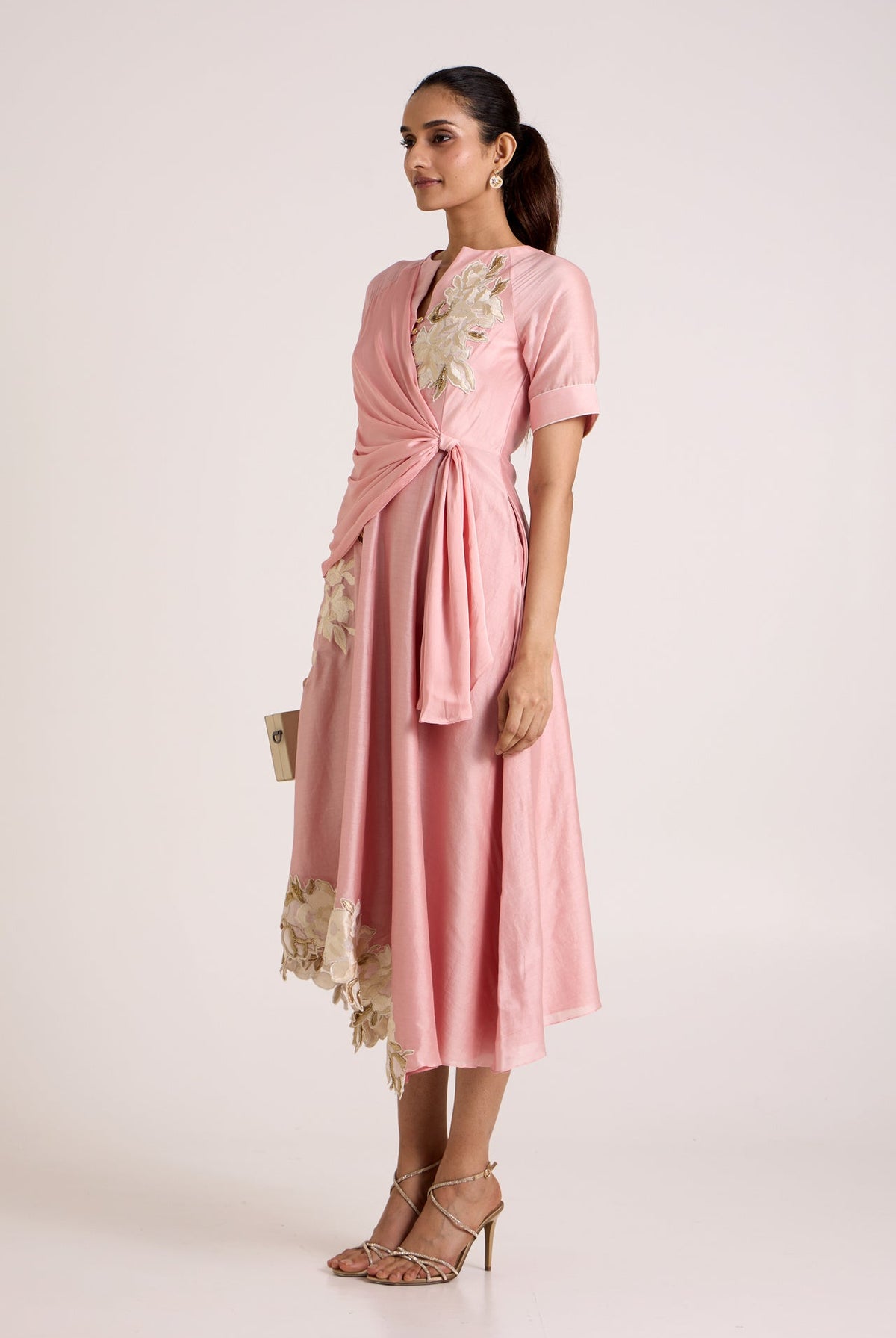 Ice Pink Raizin - Crossover Scarf Midi Dress - CiceroniDressesMadder Much