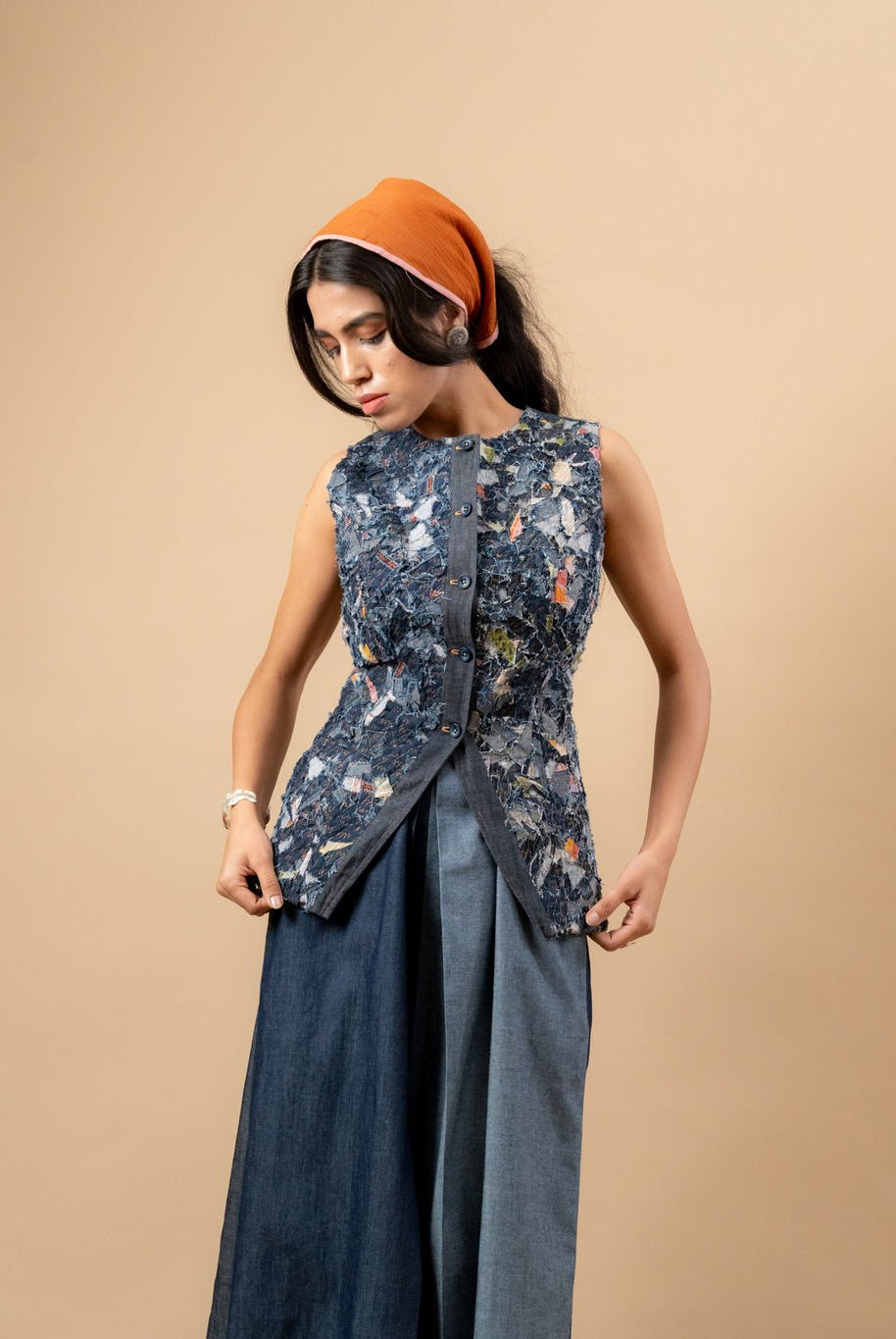 Ida Upcycled Denim Waistcoat - CiceroniWaistcoatDoodlage
